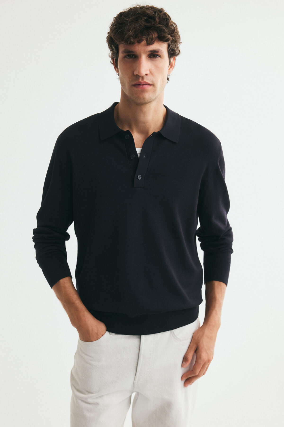 تاپ پولو بافتنی سایز معمولی اچ اند ام پلیور H&M