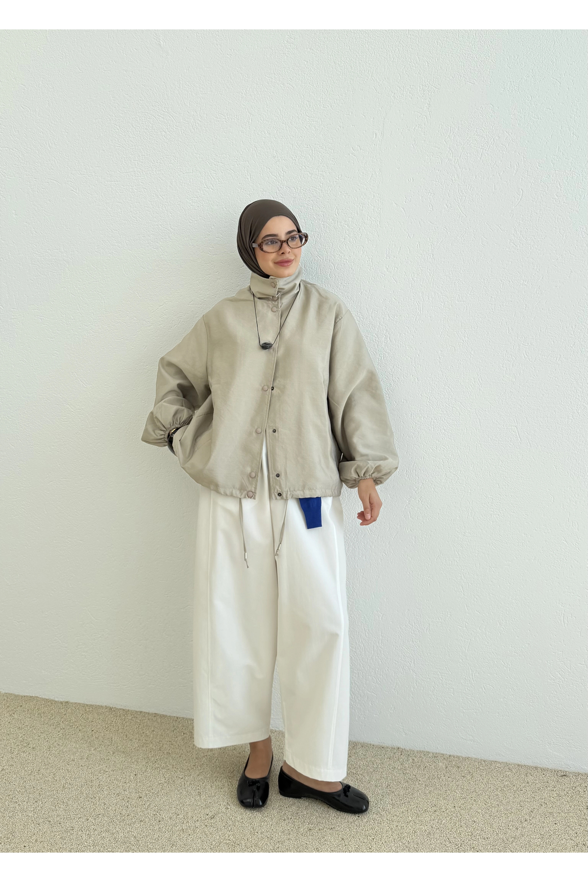 MODA AKSA 7745 Çift İpli Bomber Ceket Bej