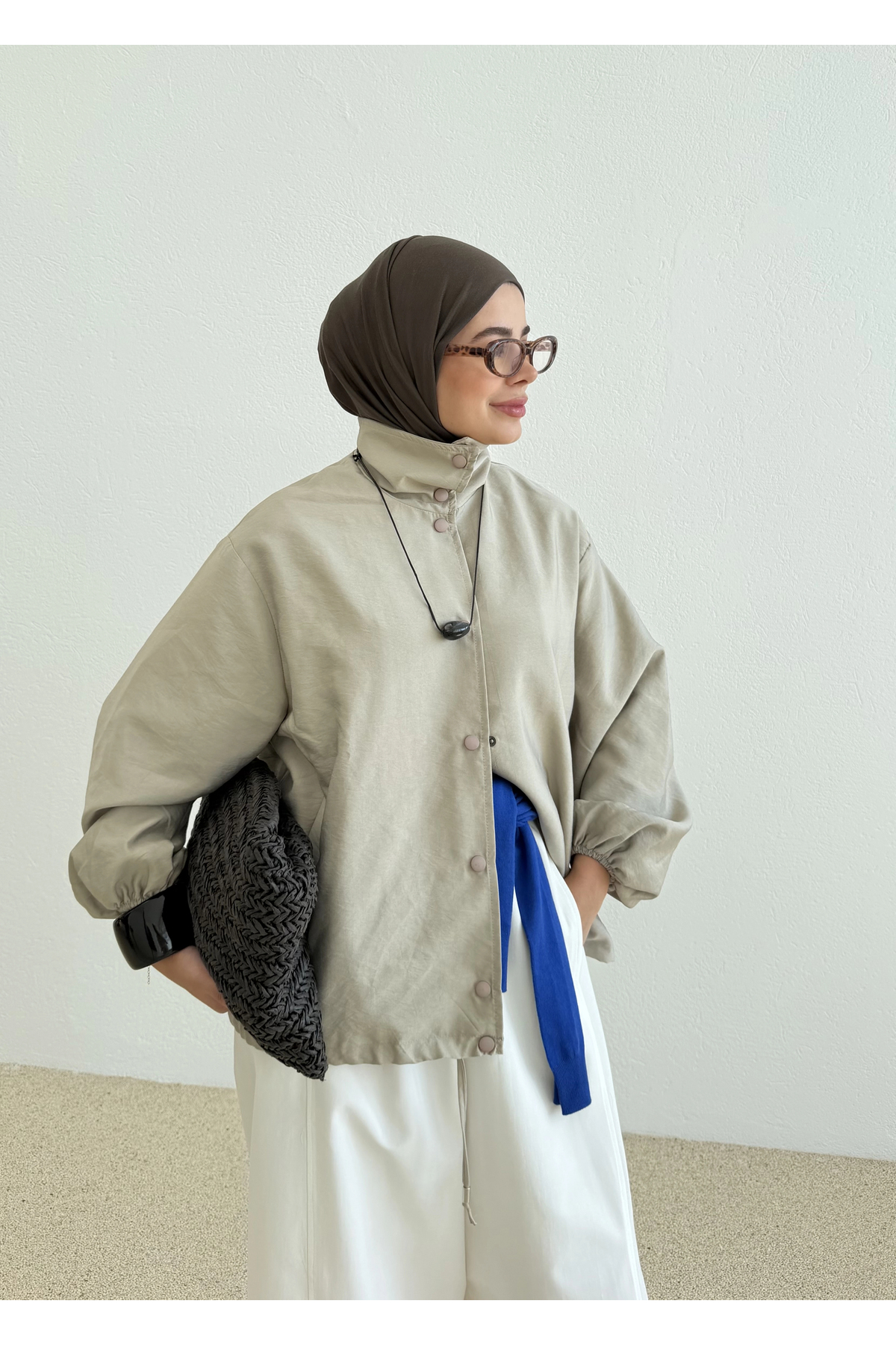 MODA AKSA 7745 Çift İpli Bomber Ceket Bej görsel 3