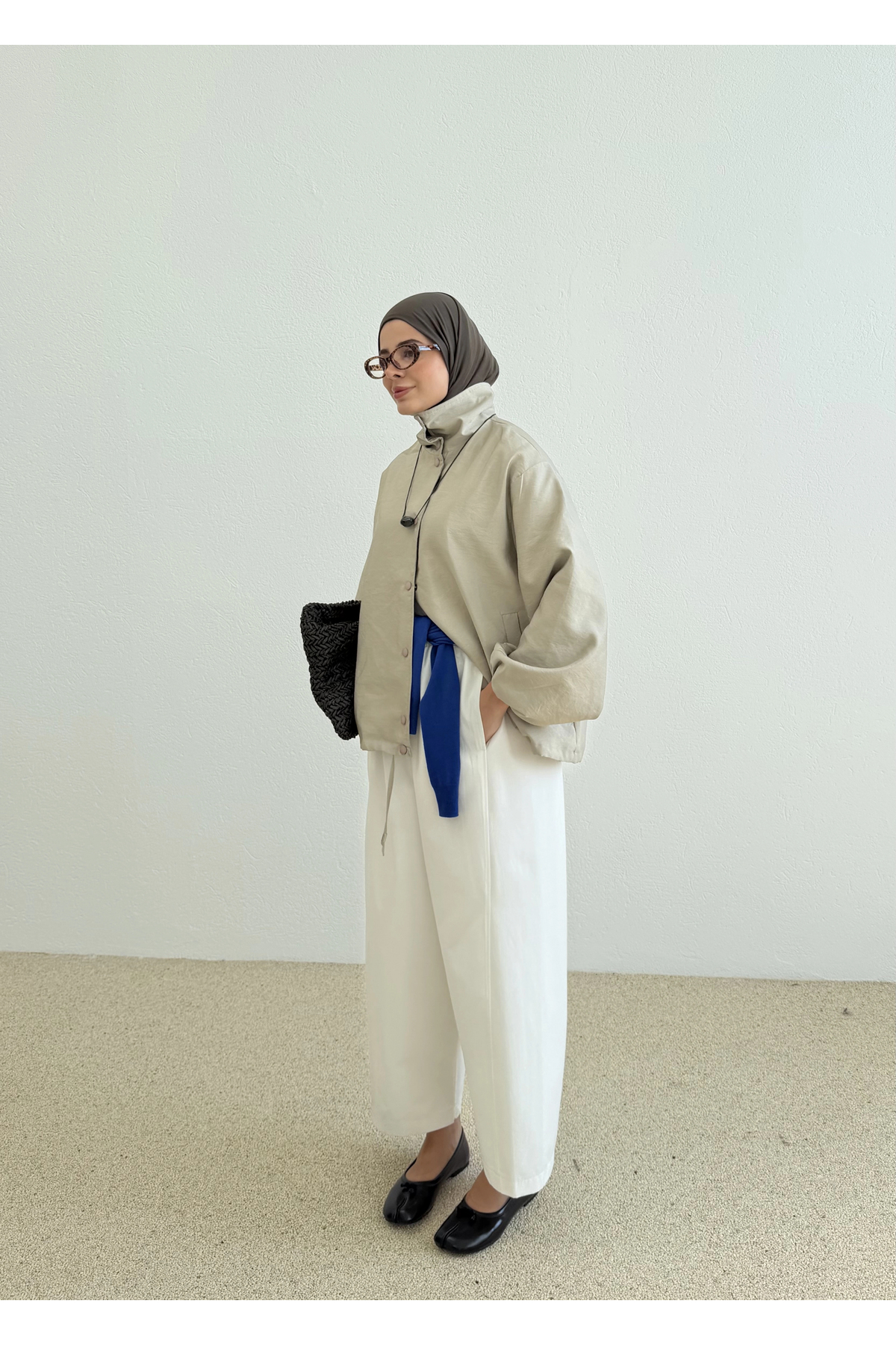 MODA AKSA 7745 Çift İpli Bomber Ceket Bej görsel 2
