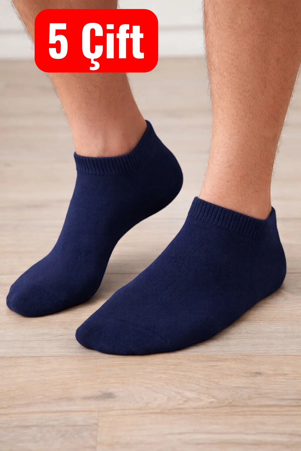 mod101 5 Çift Ekonomik Paket Patik Çorap Lacivert Patik Çorap Düz Çorap