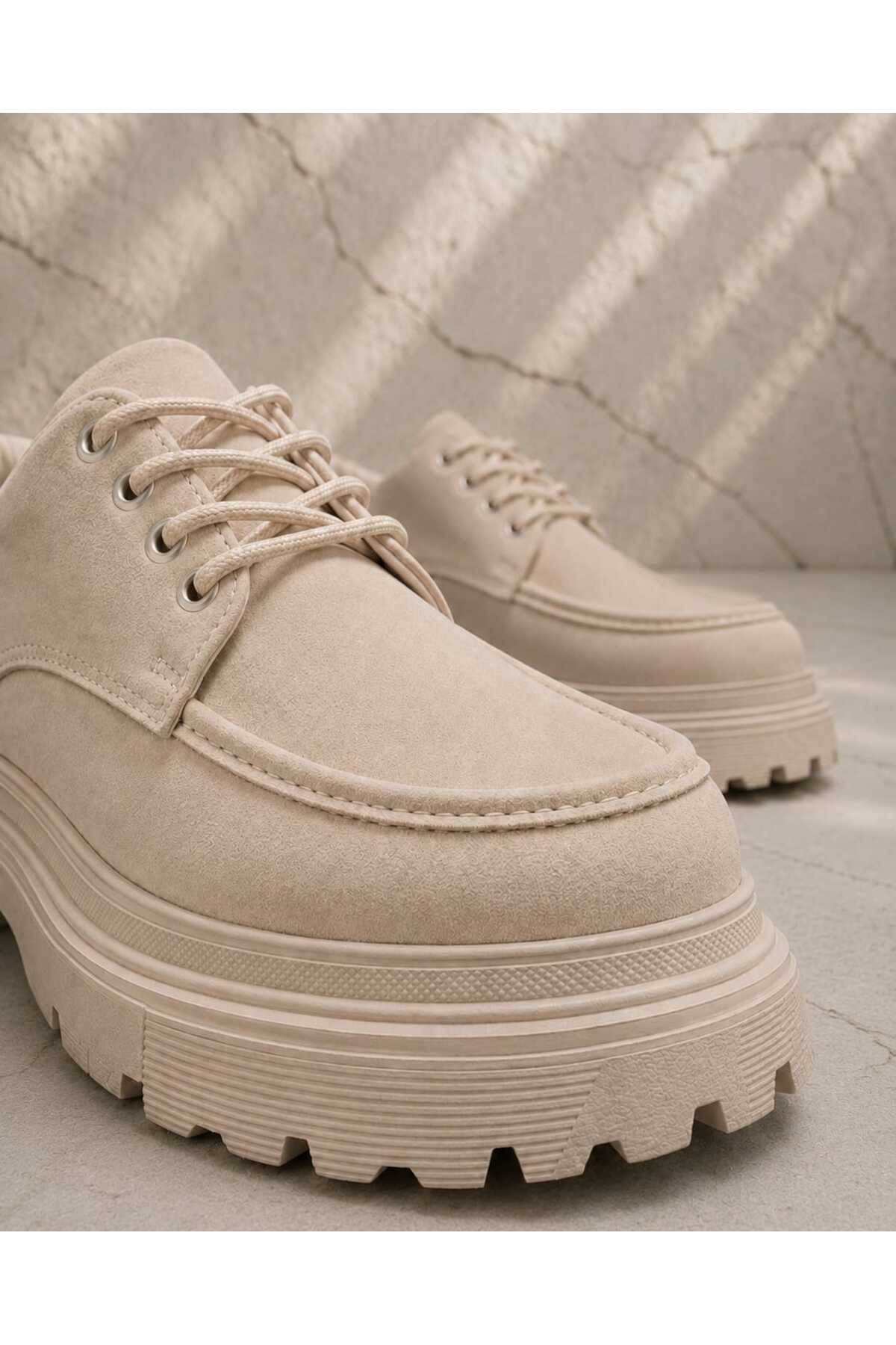 Mhoda Shoes Premium Bağlamalı Makosen Ayakkabı Bej görsel 5