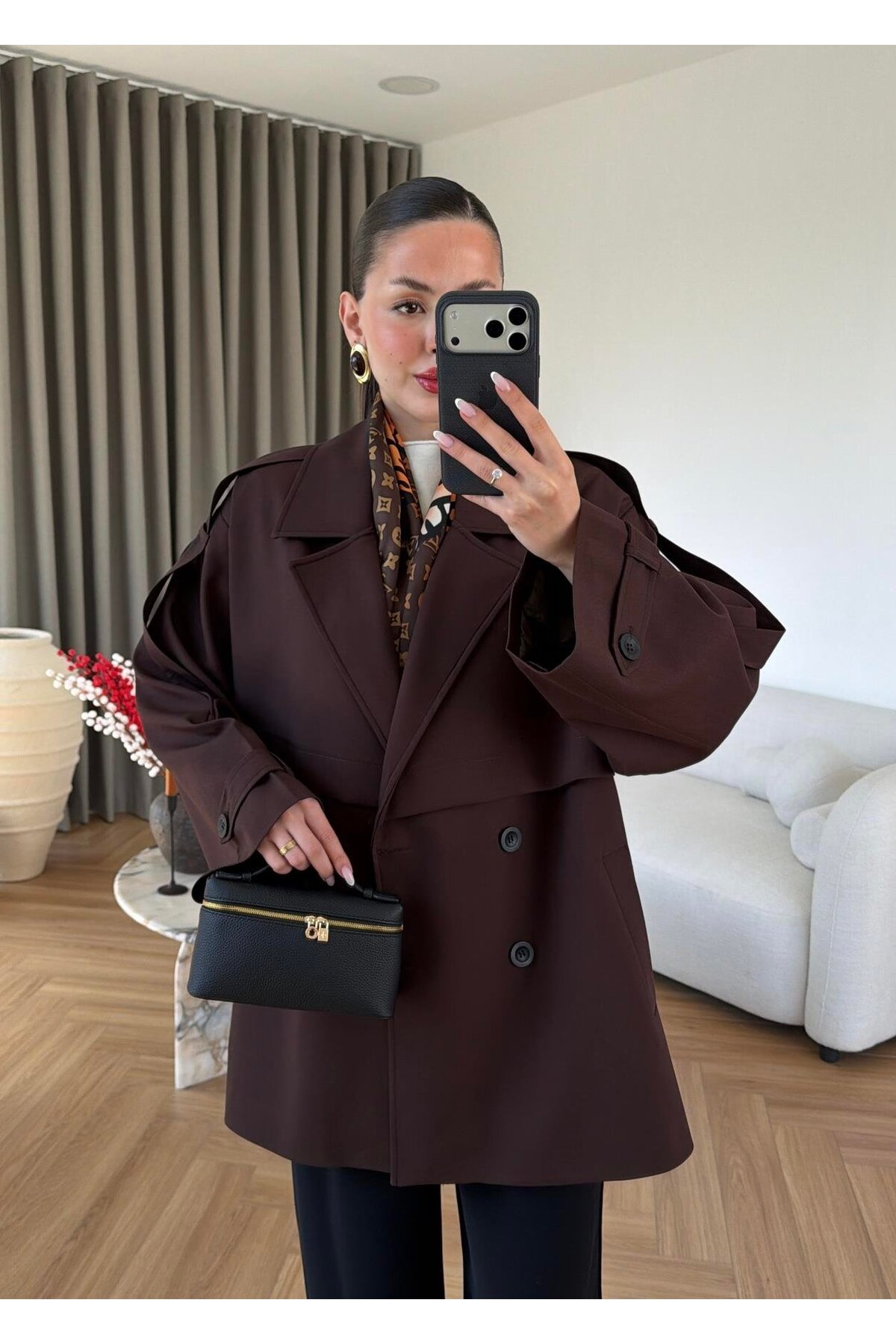feiruz Premium Kumaş Astarlı Kısa Trençkot görsel 2