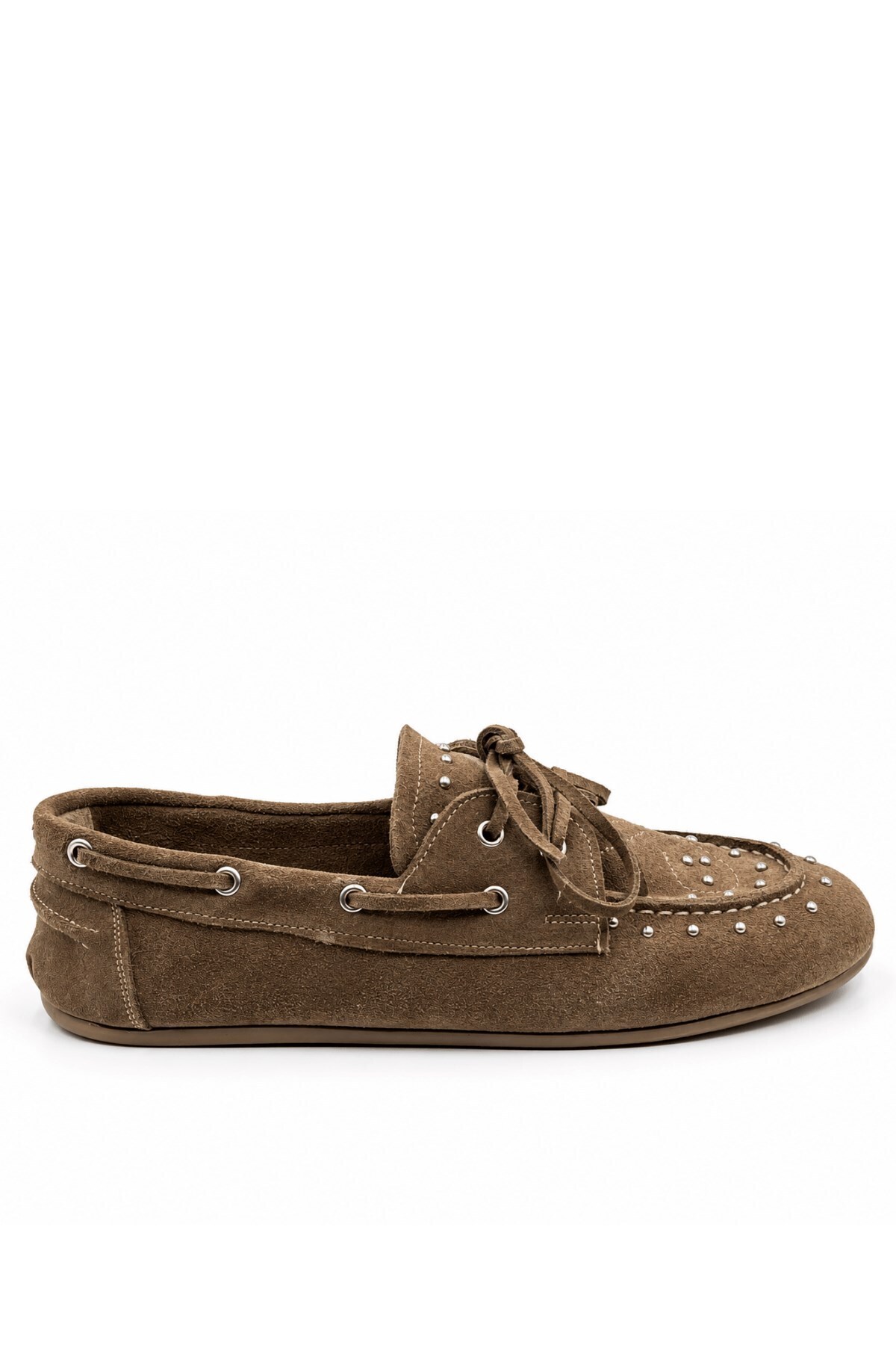 İX Dusty Loafer Vizon Kadın Hakiki Süet Kaymaz Termotaban Loafer Ayakkabı görsel 3