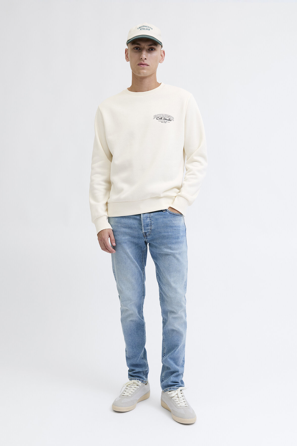 سویشرت مردانه جک اند جونز کد ۱۲۲۷۸۶۰۱ سفید آنتیک جک اند جونز سویشرت Jack & Jones