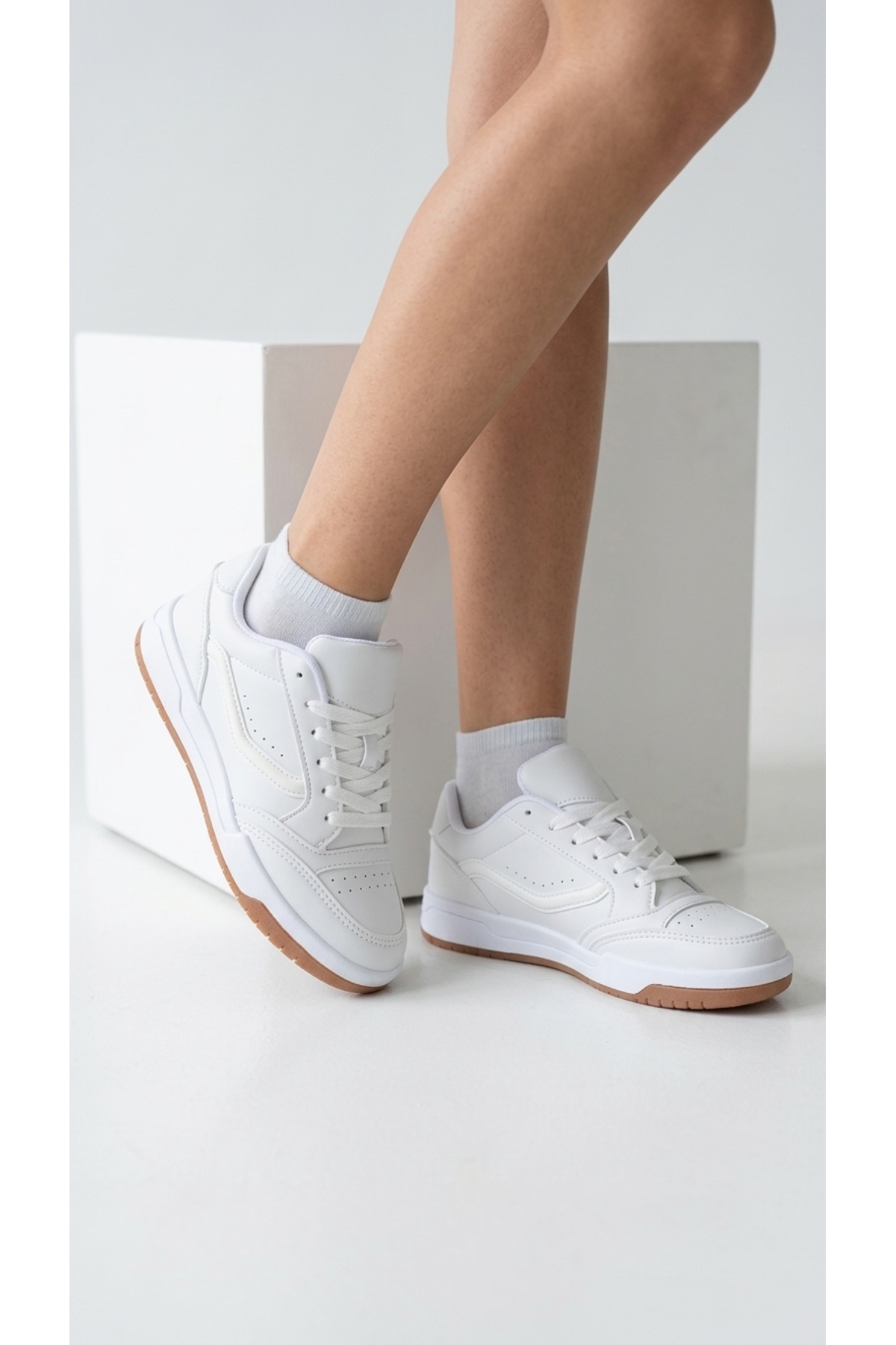 KAOF SHOES Kadın Beyaz Sneaker Beyaz Spor Ayakkabı Kadın Günlük Ayakkabı Yumuşak Rahat Taban görsel 3