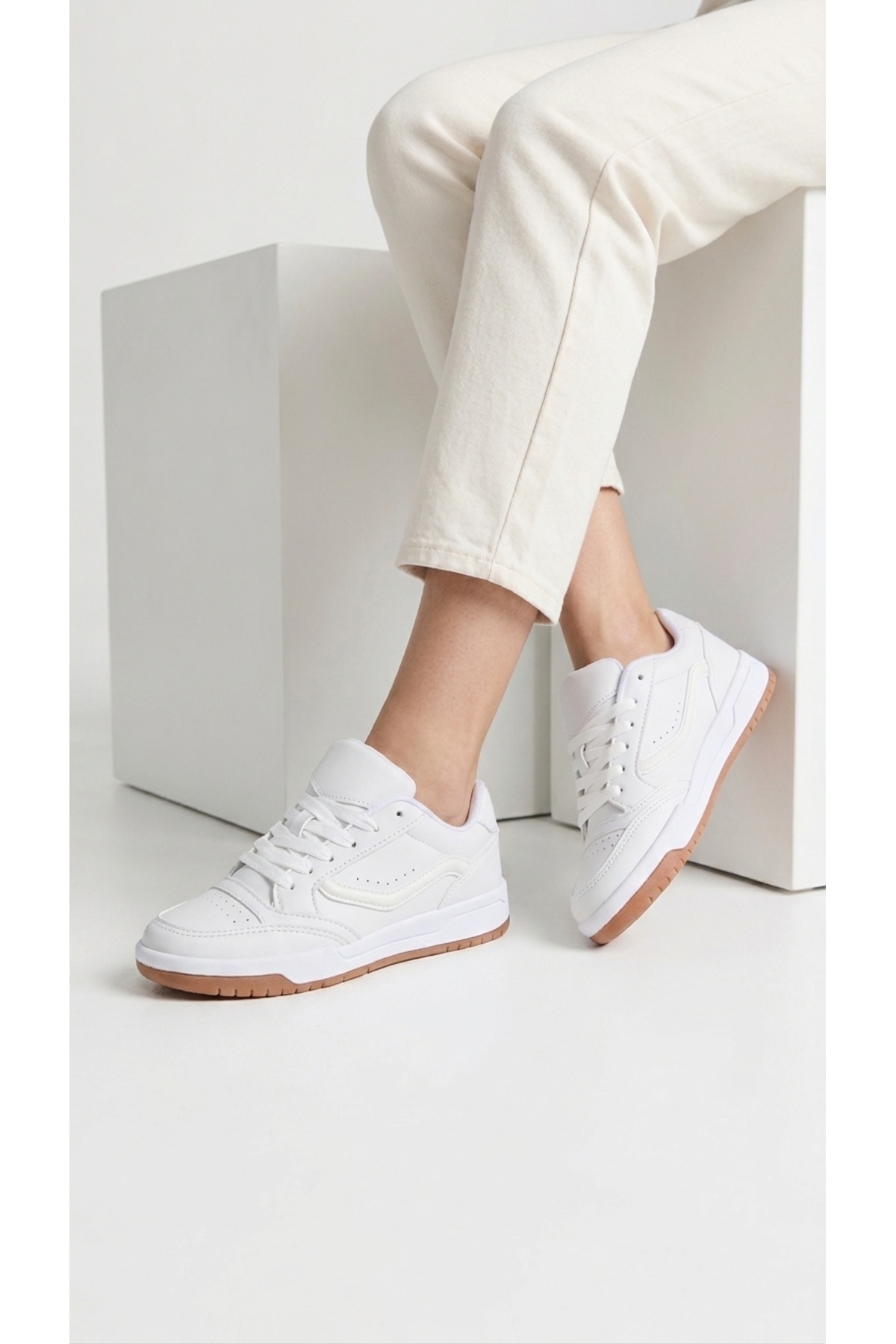 KAOF SHOES Kadın Beyaz Sneaker Beyaz Spor Ayakkabı Kadın Günlük Ayakkabı Yumuşak Rahat Taban görsel 2