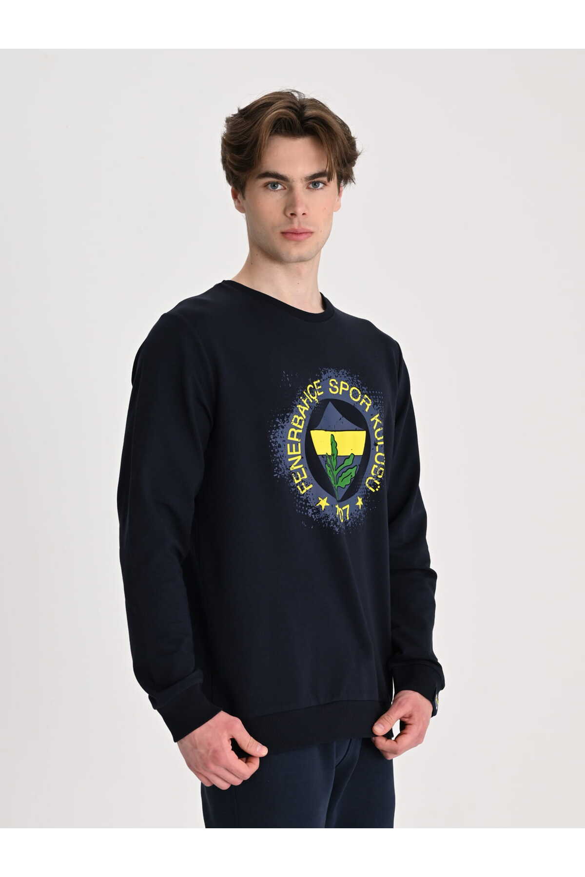 Fenerbahçe Sarı Lacivert Tribün Tramlı Logo Erkek Sweatshirt görsel 3