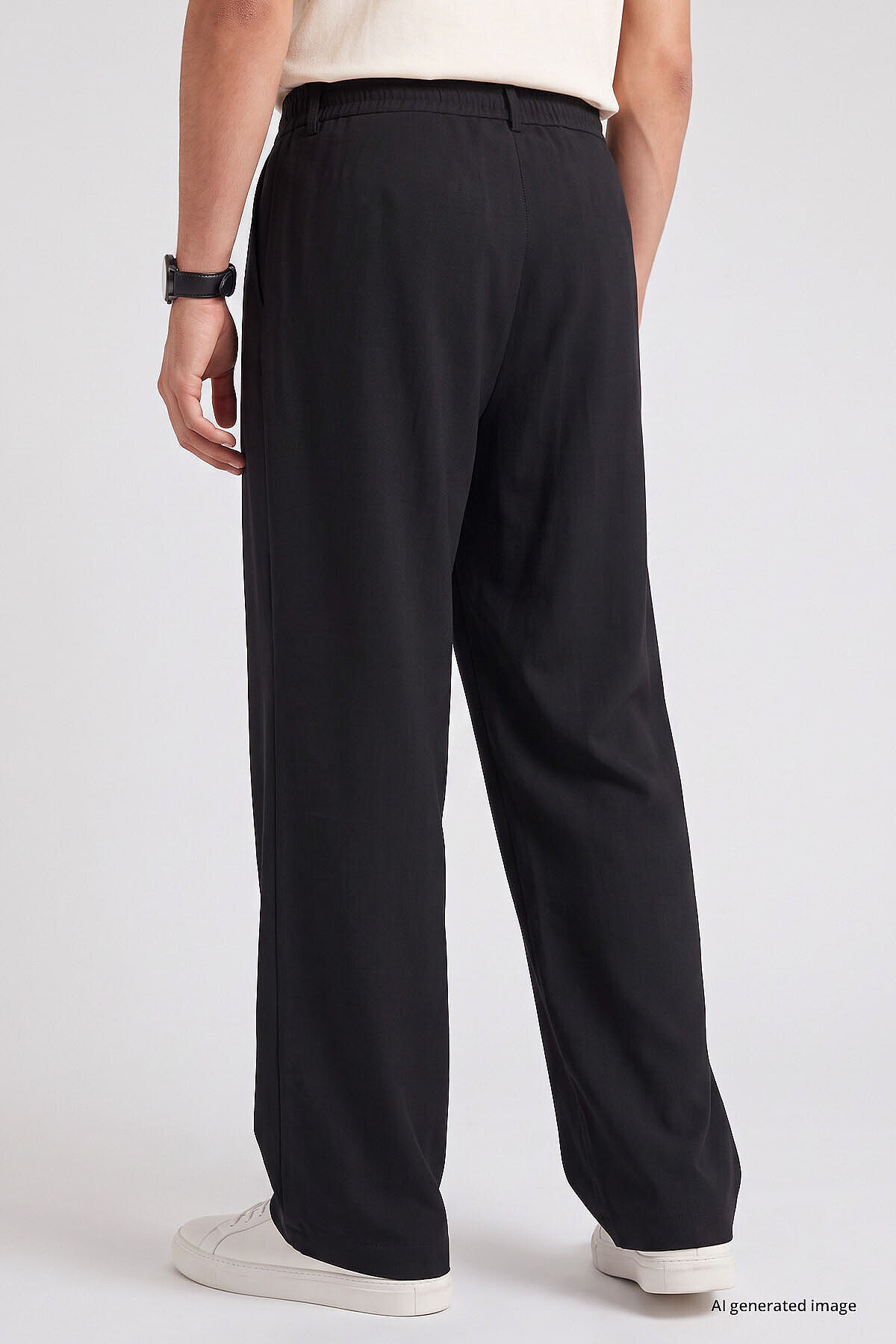 TOMMY LIFE Siyah Pileli Dokuma Palazzo Erkek Pantolon - 82201 görsel 5