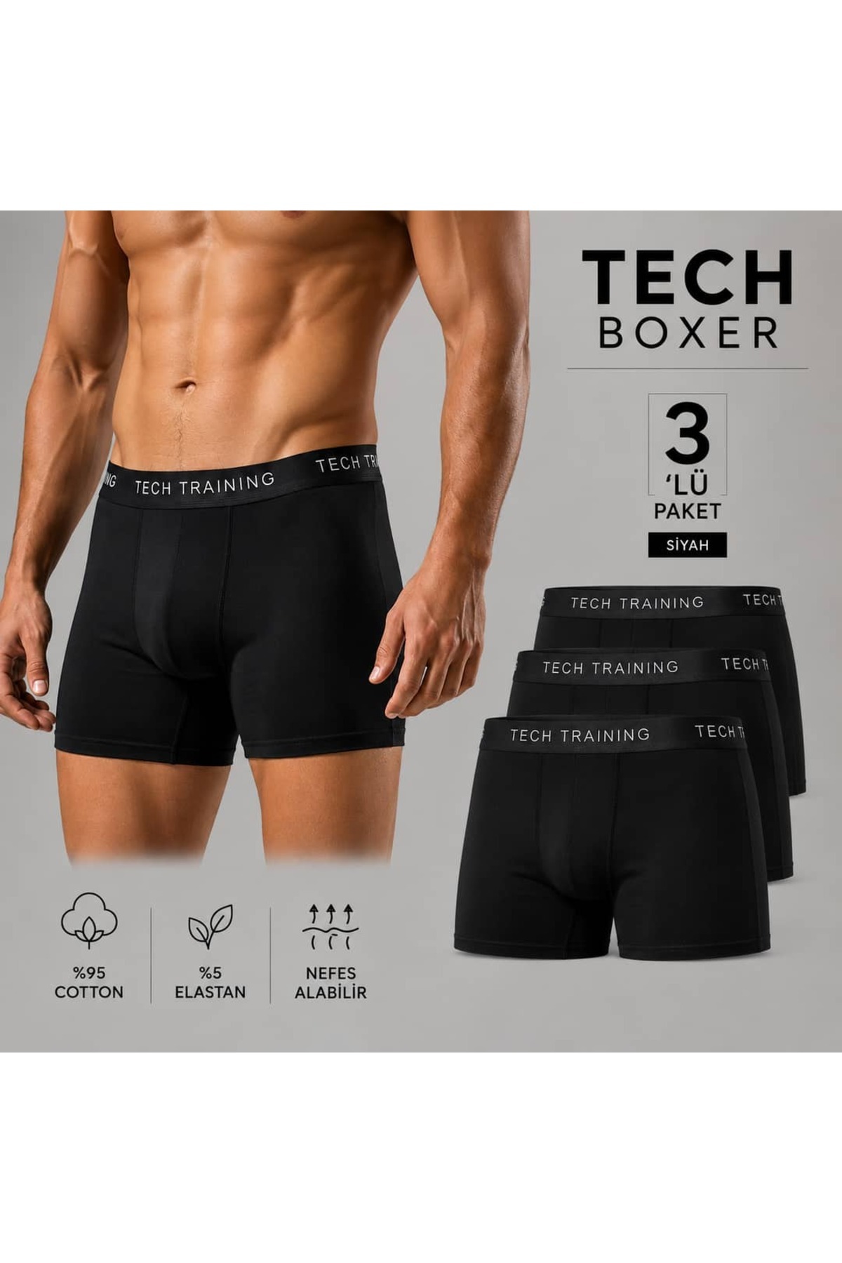 Demente Erkek 3'lü Slim Fit Boxer