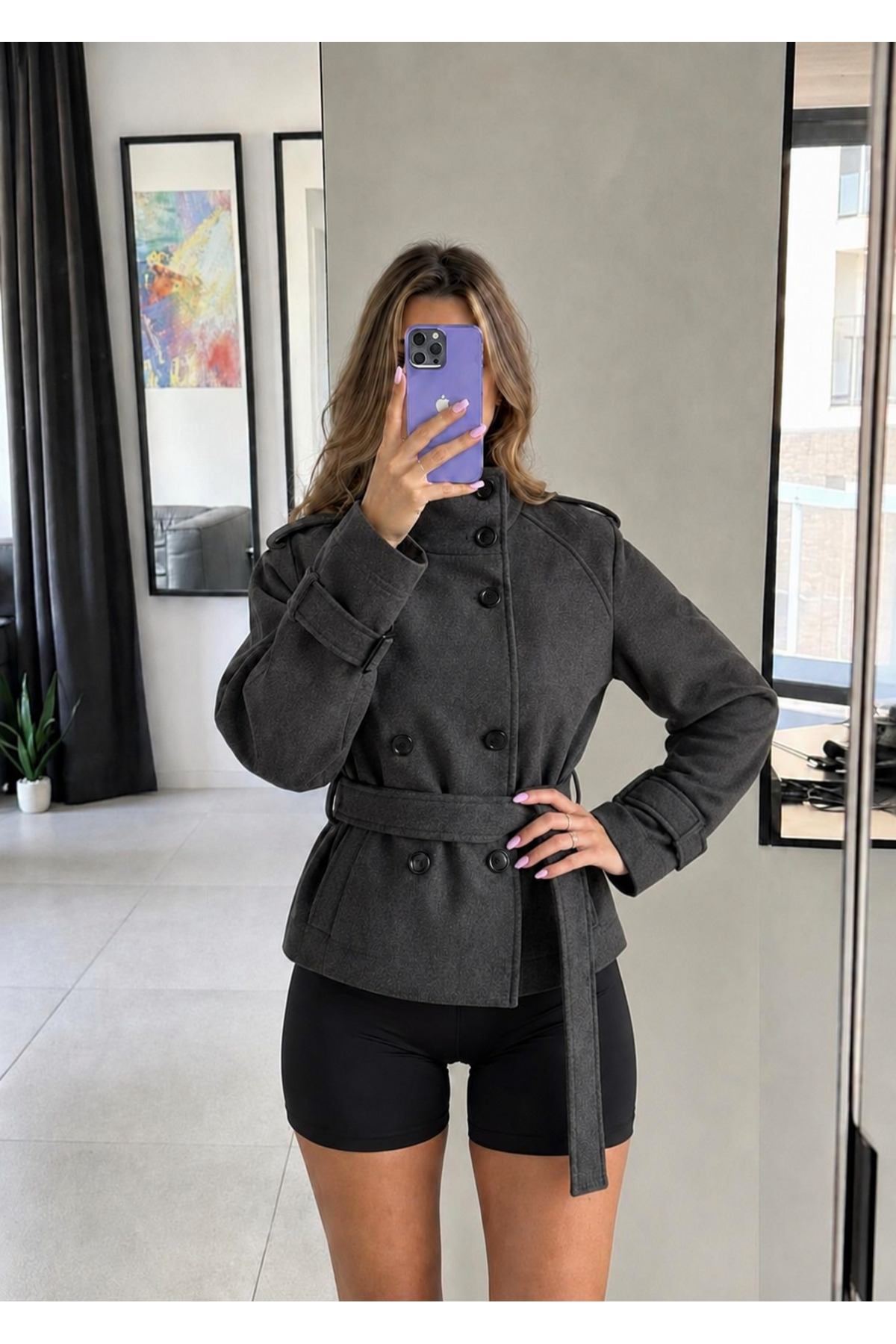 Ekim Store Kaşe Dik Yaka Düğmeli Ceket görsel 4