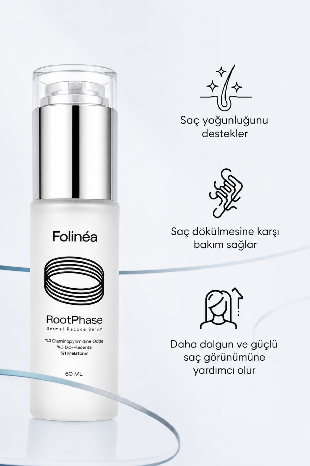 RootPhase™ Dökülme Karşıtı Saç Serumu %3 Copexyl, %3 Bio‑Placenta, %1 Melatonin 50 ml — ROOTPHASE — تصویر 5 از 6