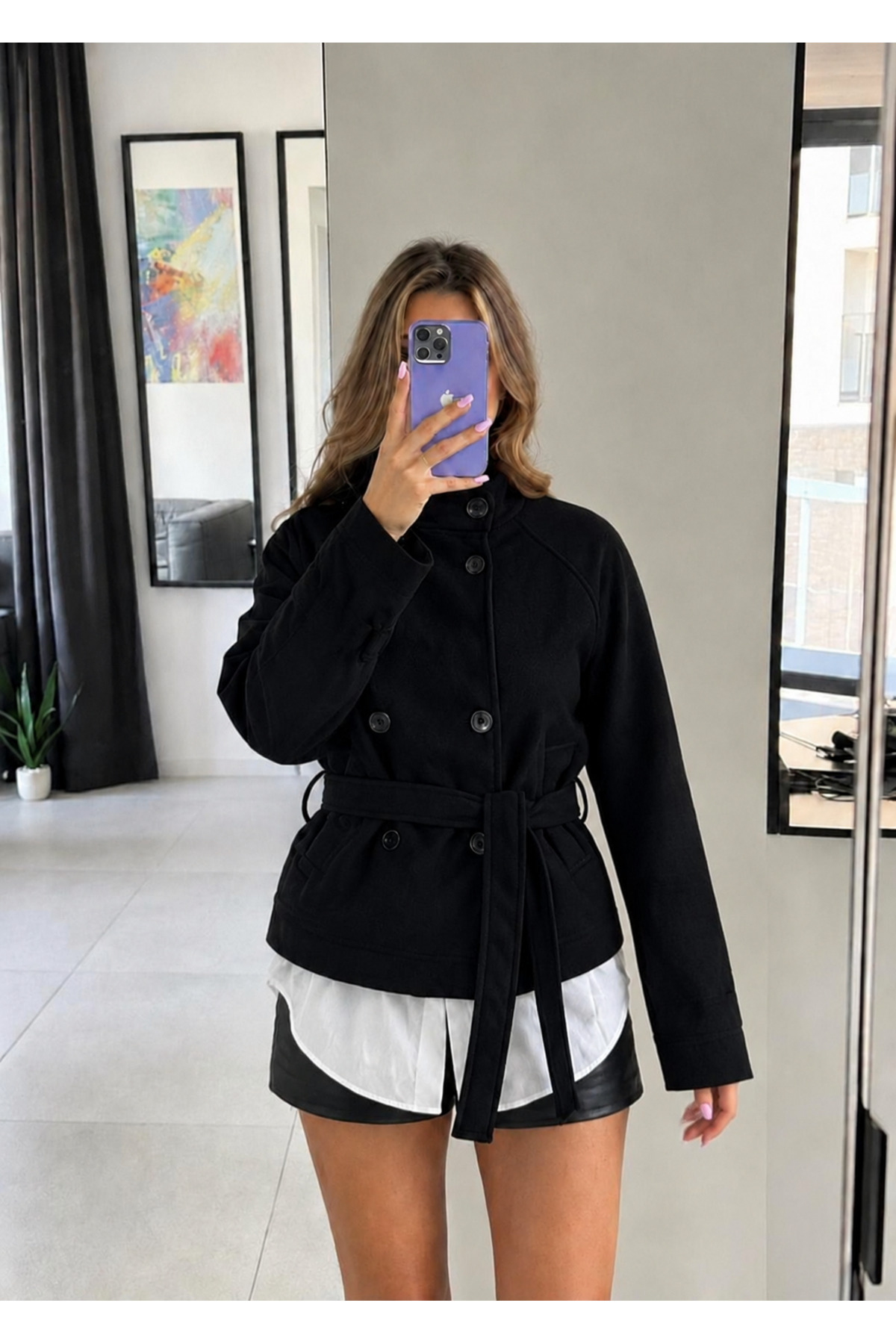 Ekim Store Kaşe Dik Yaka Düğmeli Ceket görsel 5