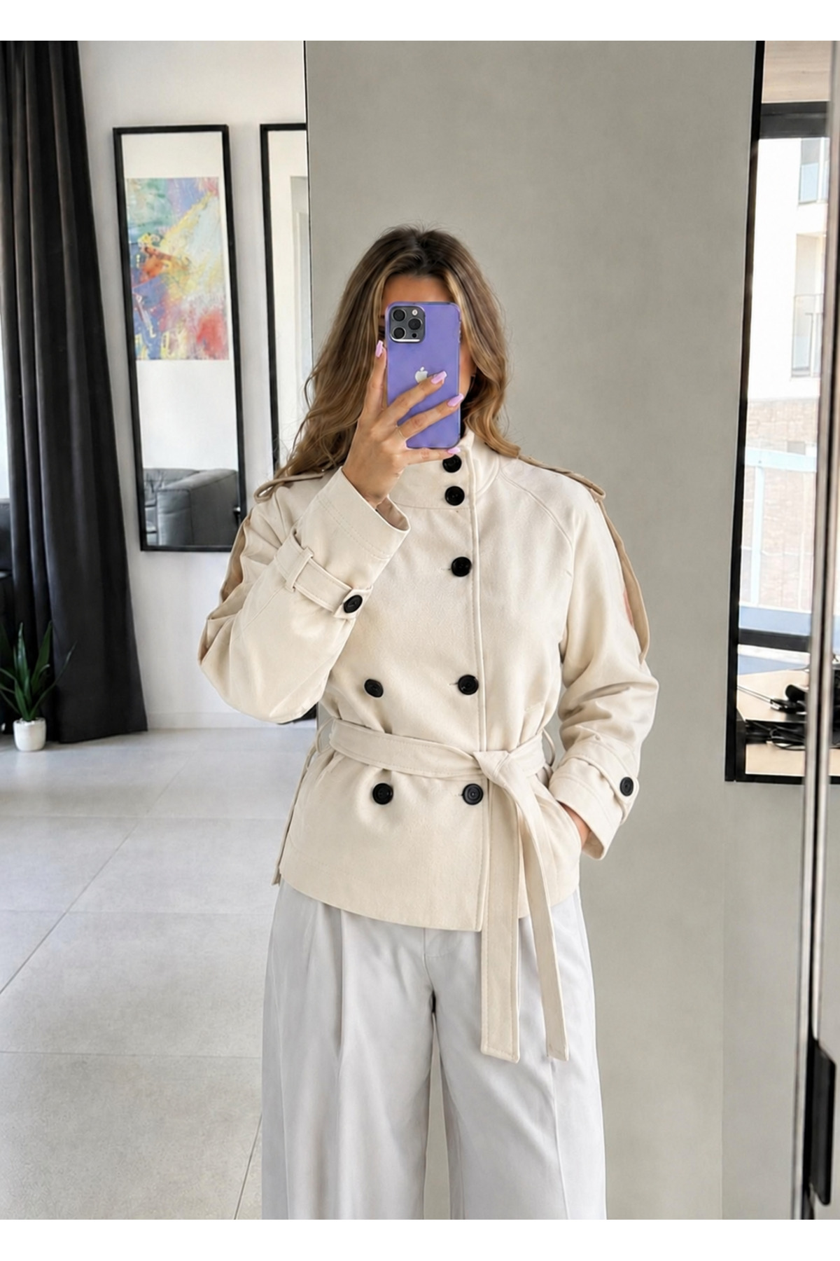 Ekim Store Kaşe Dik Yaka Düğmeli Ceket görsel 6