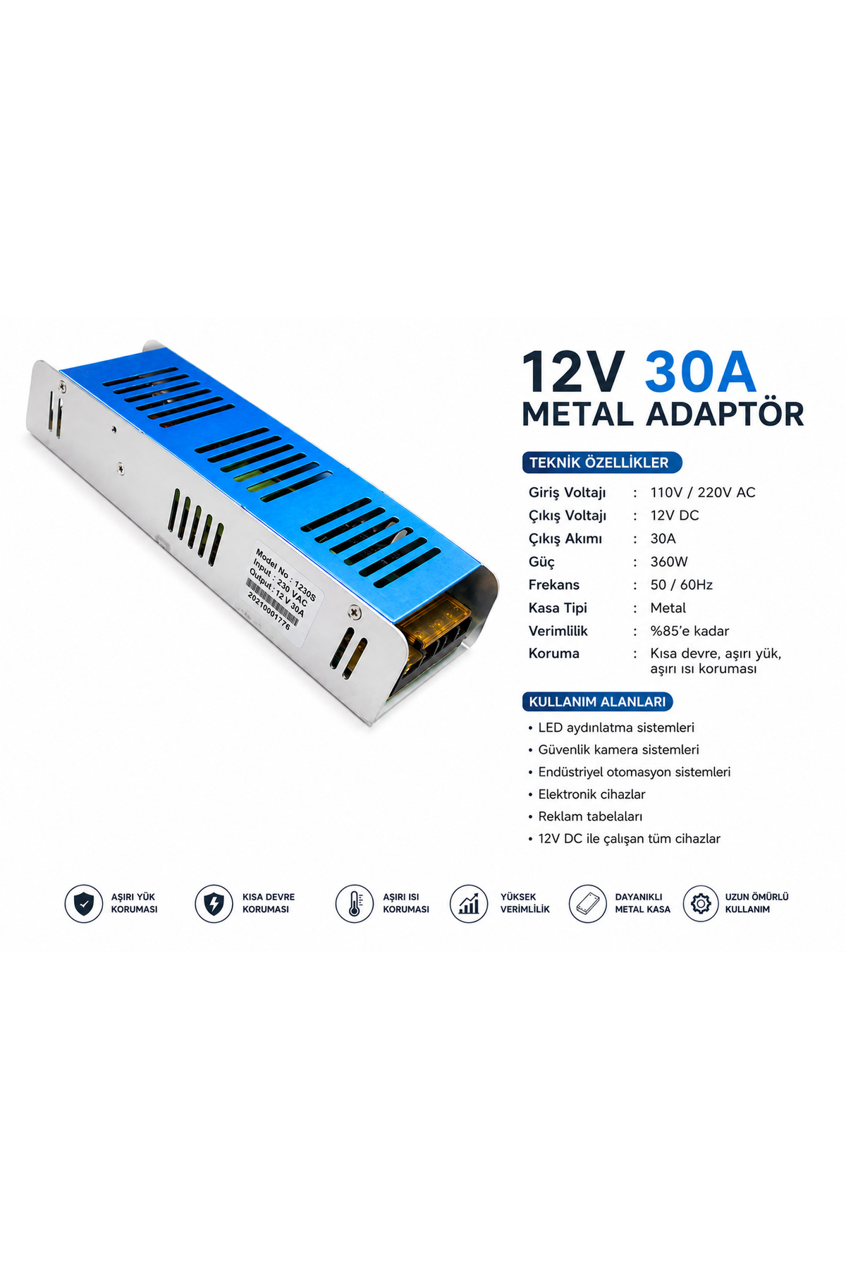 ExitCam 12V 30A Metal Adaptör