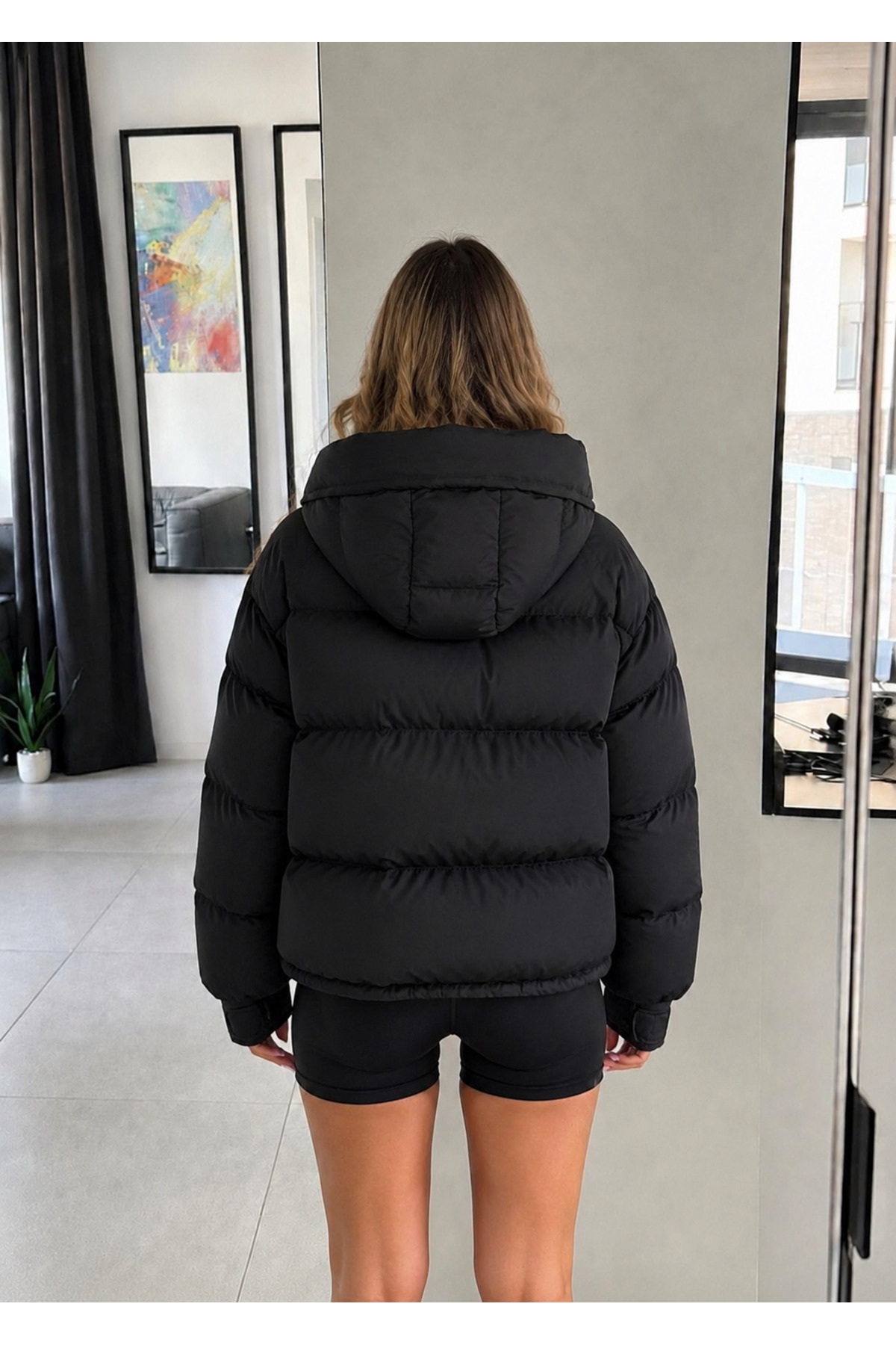 Ekim Store Kapüşonlu Cepli Çıtçıtlı Şişme Mont görsel 3