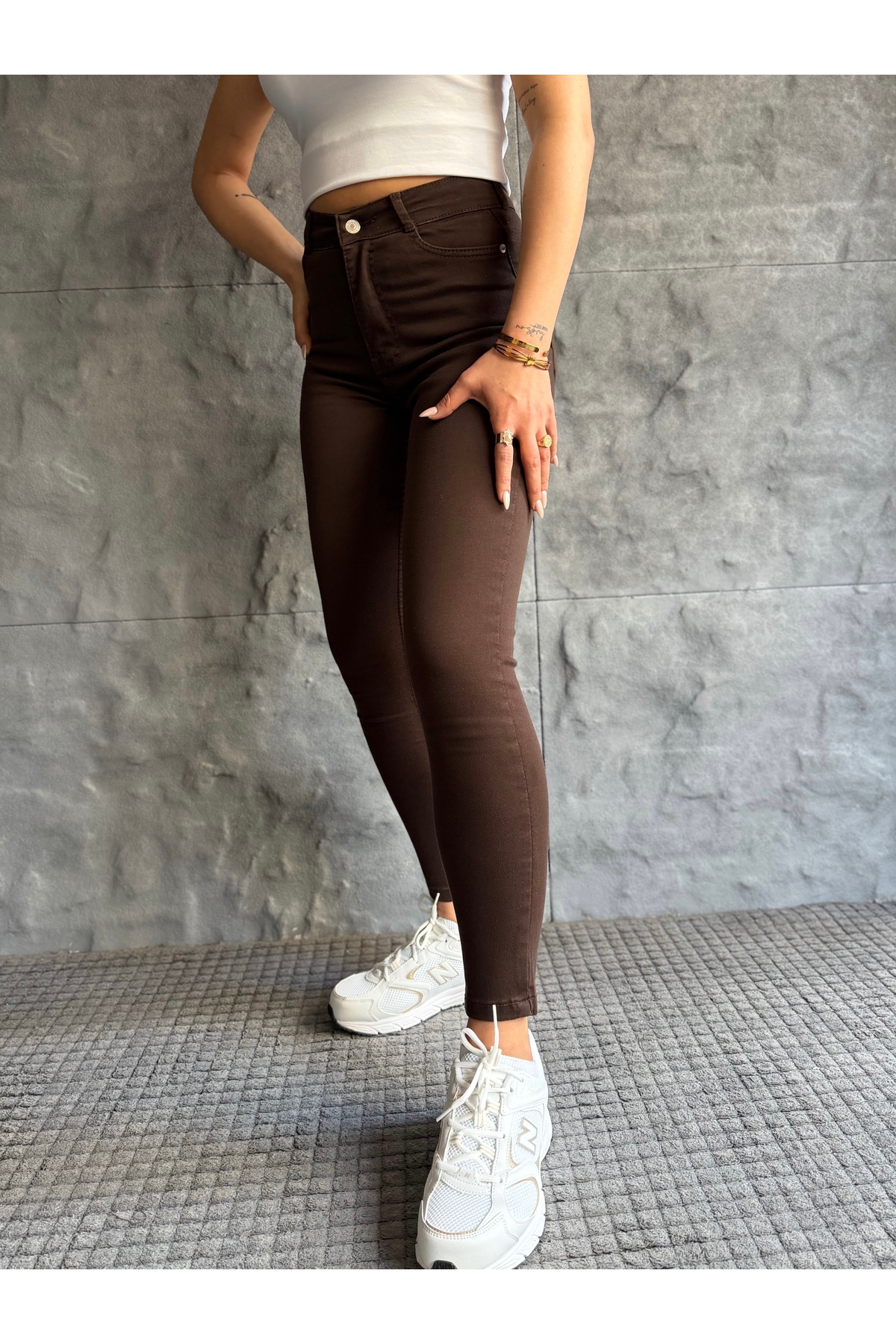 FULL LİKRALI ESNEK YÜKSEK BEL SKINNY JEAN — قهوه‌ای 1233 — تصویر 2 از 7