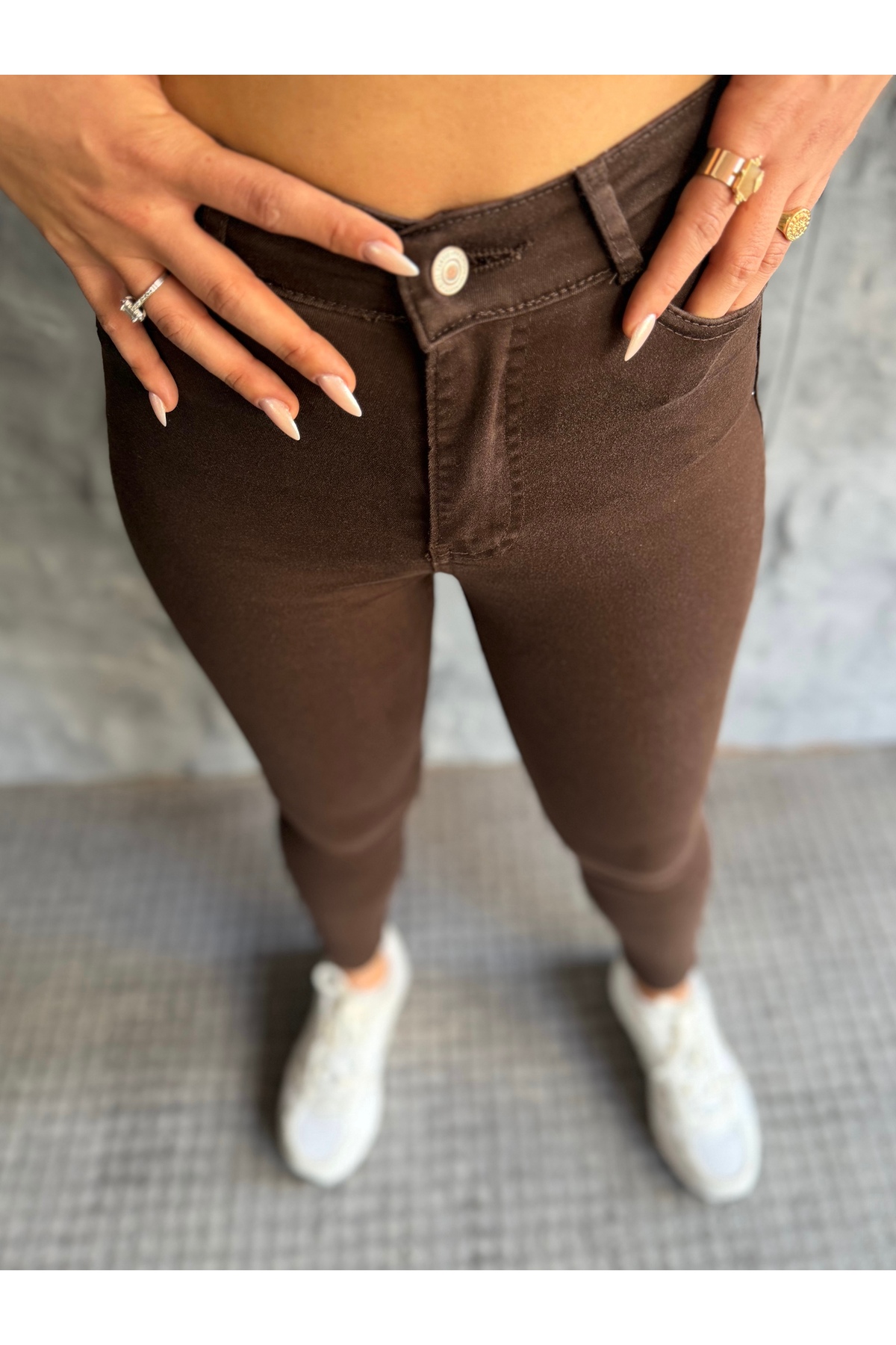 FULL LİKRALI ESNEK YÜKSEK BEL SKINNY JEAN — قهوه‌ای 1233 — تصویر 7 از 7