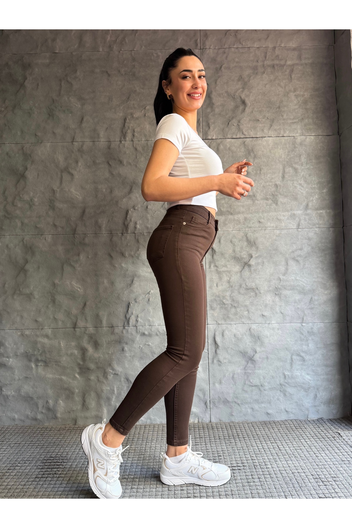 FULL LİKRALI ESNEK YÜKSEK BEL SKINNY JEAN — قهوه‌ای 1233 — تصویر 5 از 7