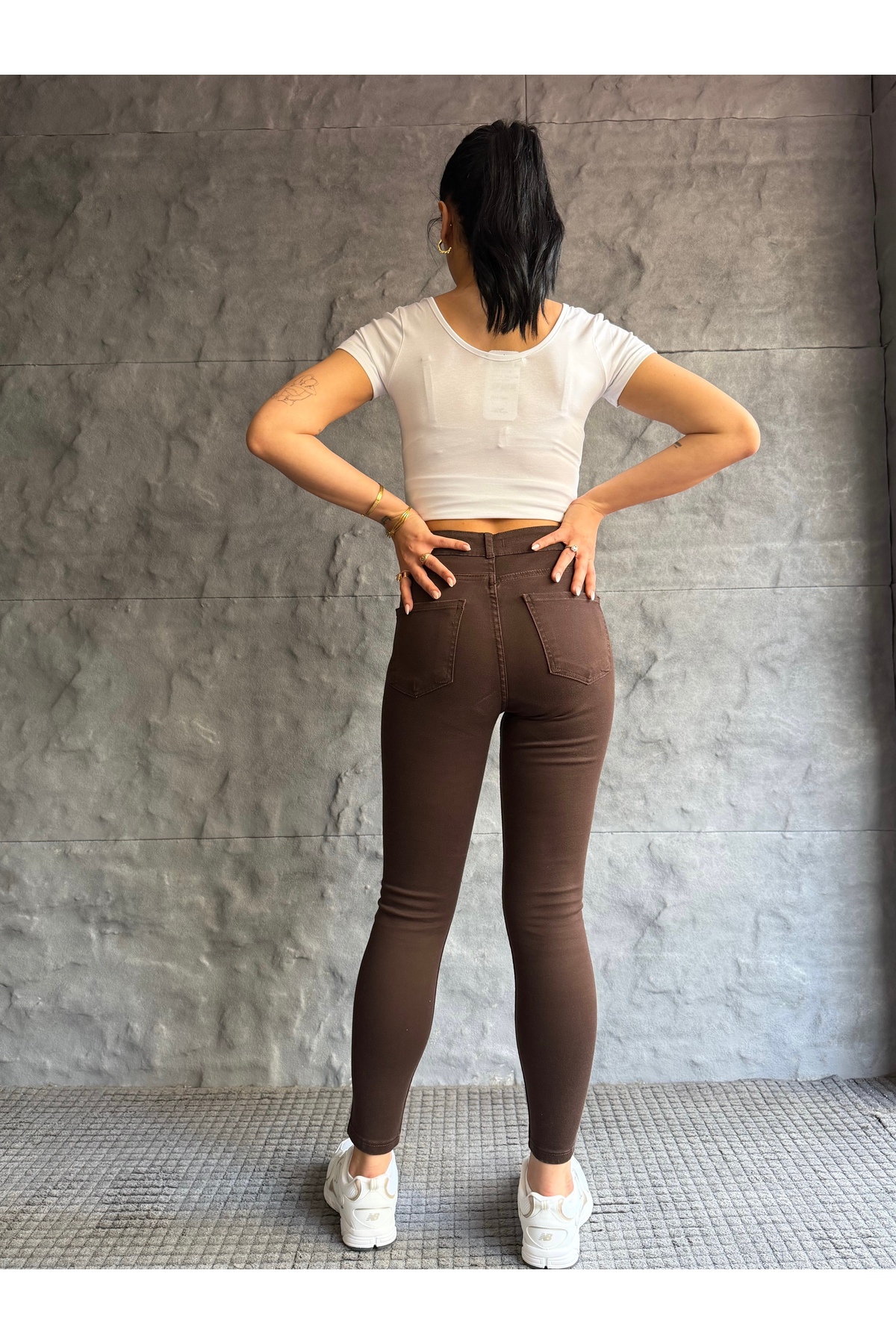 FULL LİKRALI ESNEK YÜKSEK BEL SKINNY JEAN — قهوه‌ای 1233 — تصویر 6 از 7