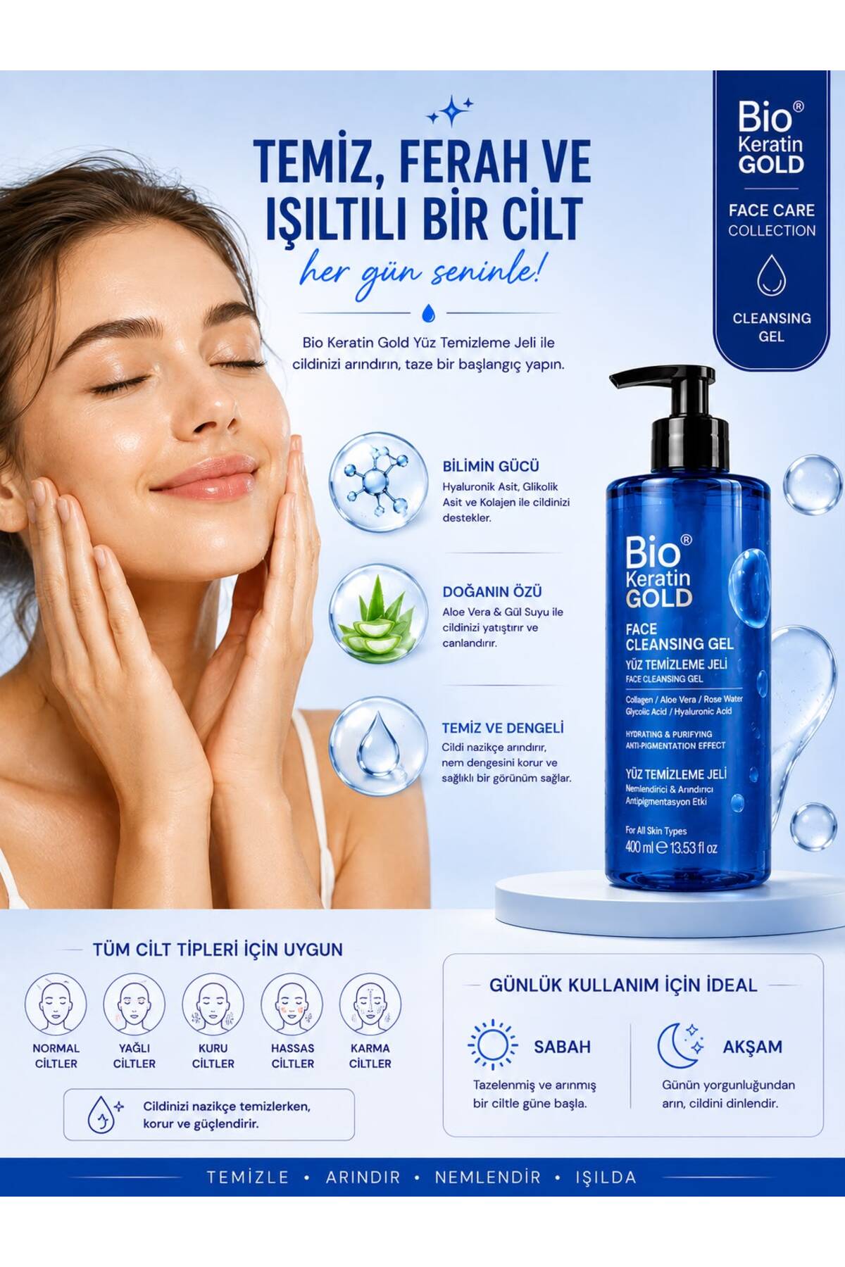 Yüz Temizleme Jeli 400ml - Nemlendirici ve Arındırıcı Karma Ciltler — A777 — تصویر 6 از 8