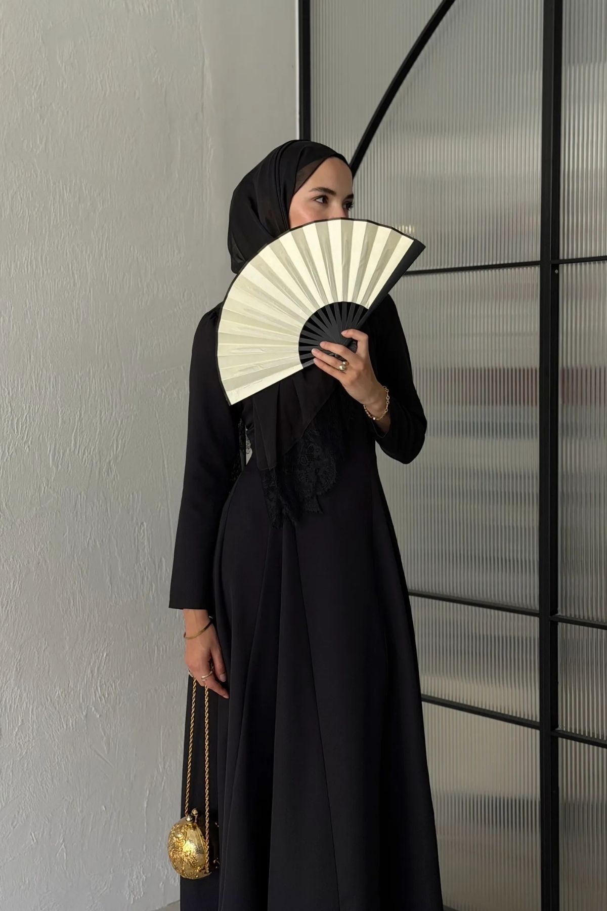 MAG FASHİON Tesettür Elbise Siyah Eteği Çan Elbise Tesettür Abiye Elbise Tesettür Mezuniyet Elbisesi görsel 2