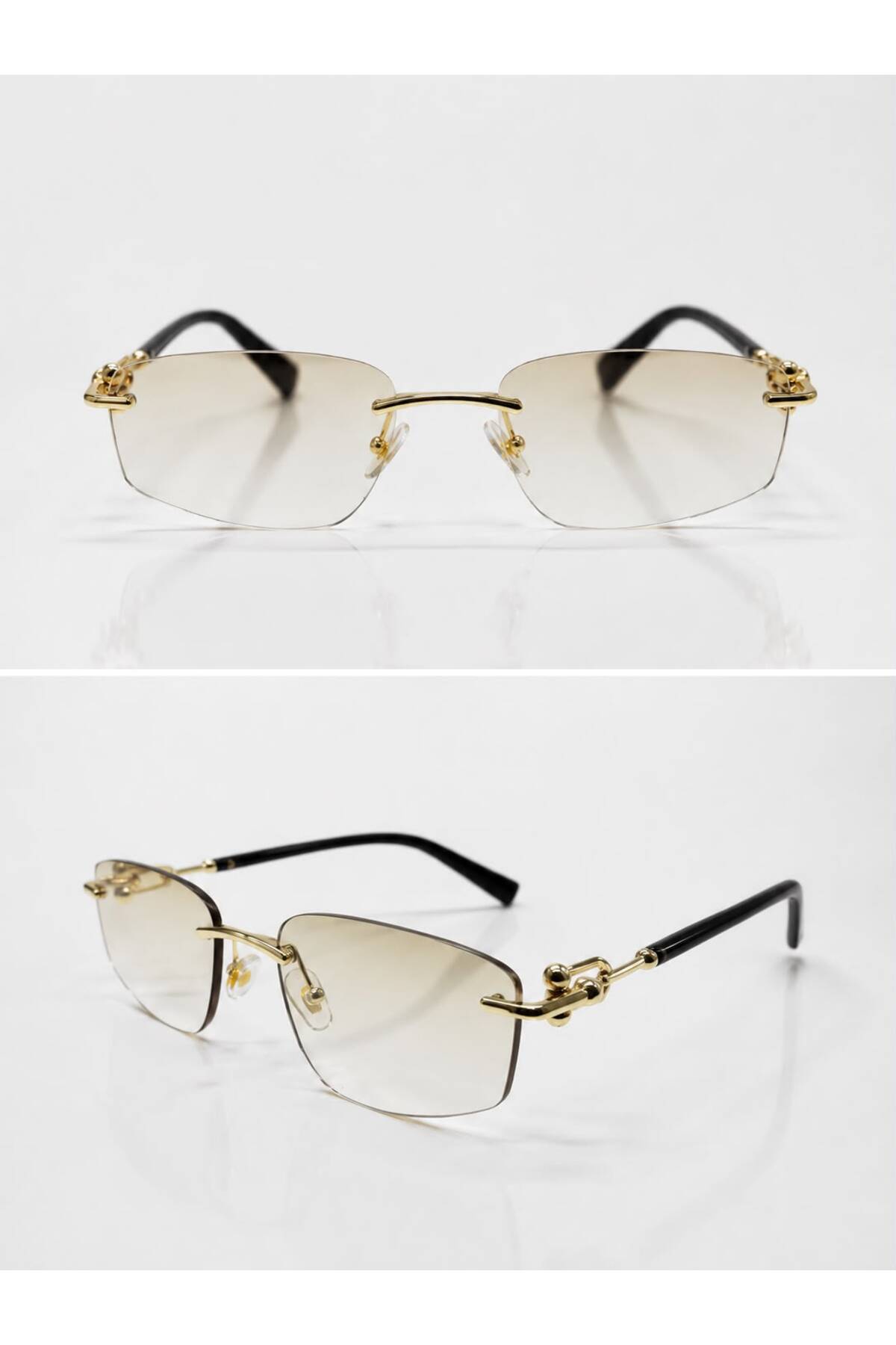 Goldmine Unisex Premium Köşeli Toffy Güneş Gözlüğü UV400 Gold Cam | Kılıf ve Silme Bezi Hediyeli görsel 5