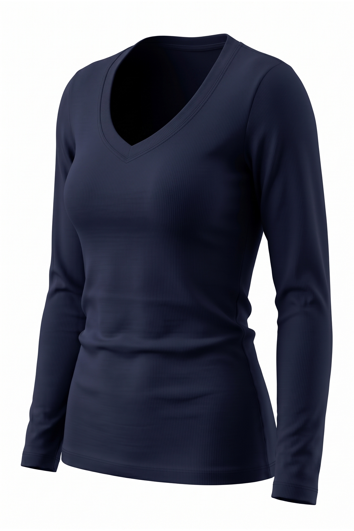 Nuzrk kids Pamuklu Ultra Soft Slim Fit Esnek Dokulu Likralı Vücuda Oturan V Yaka Lacivert Kadın Basic Bluz görsel 3