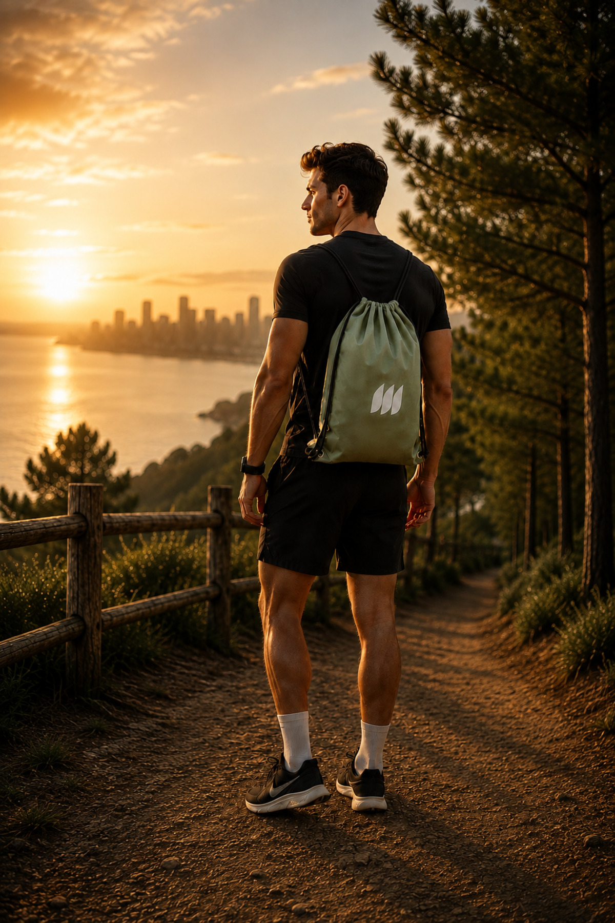 PUFAZZO İpli Büzgülü Sırt Çantası, Suya Dayanıklı Spor Çanta, Kordonlu Unisex Gym Çantası görsel 6