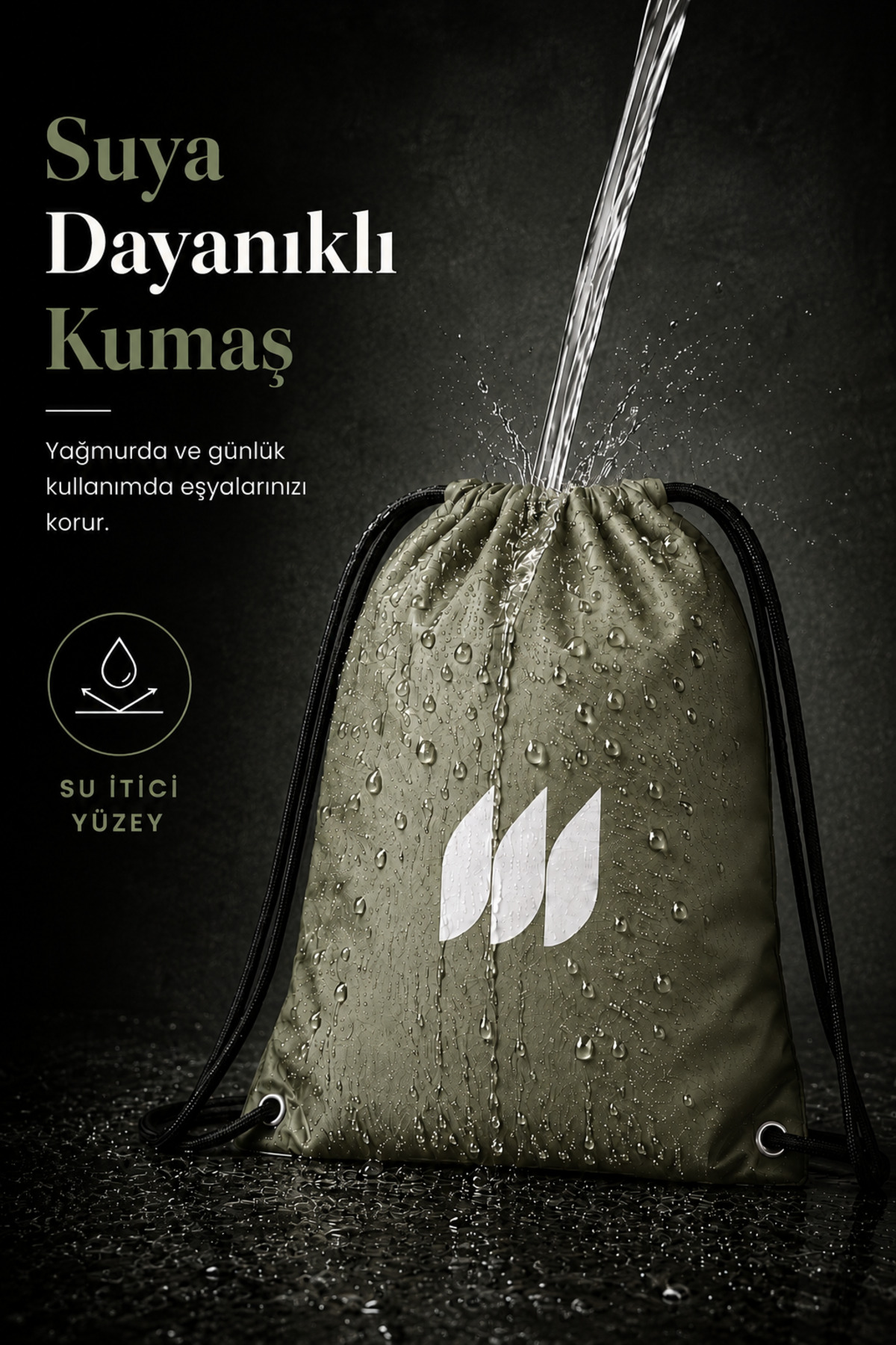 PUFAZZO İpli Büzgülü Sırt Çantası, Suya Dayanıklı Spor Çanta, Kordonlu Unisex Gym Çantası görsel 2