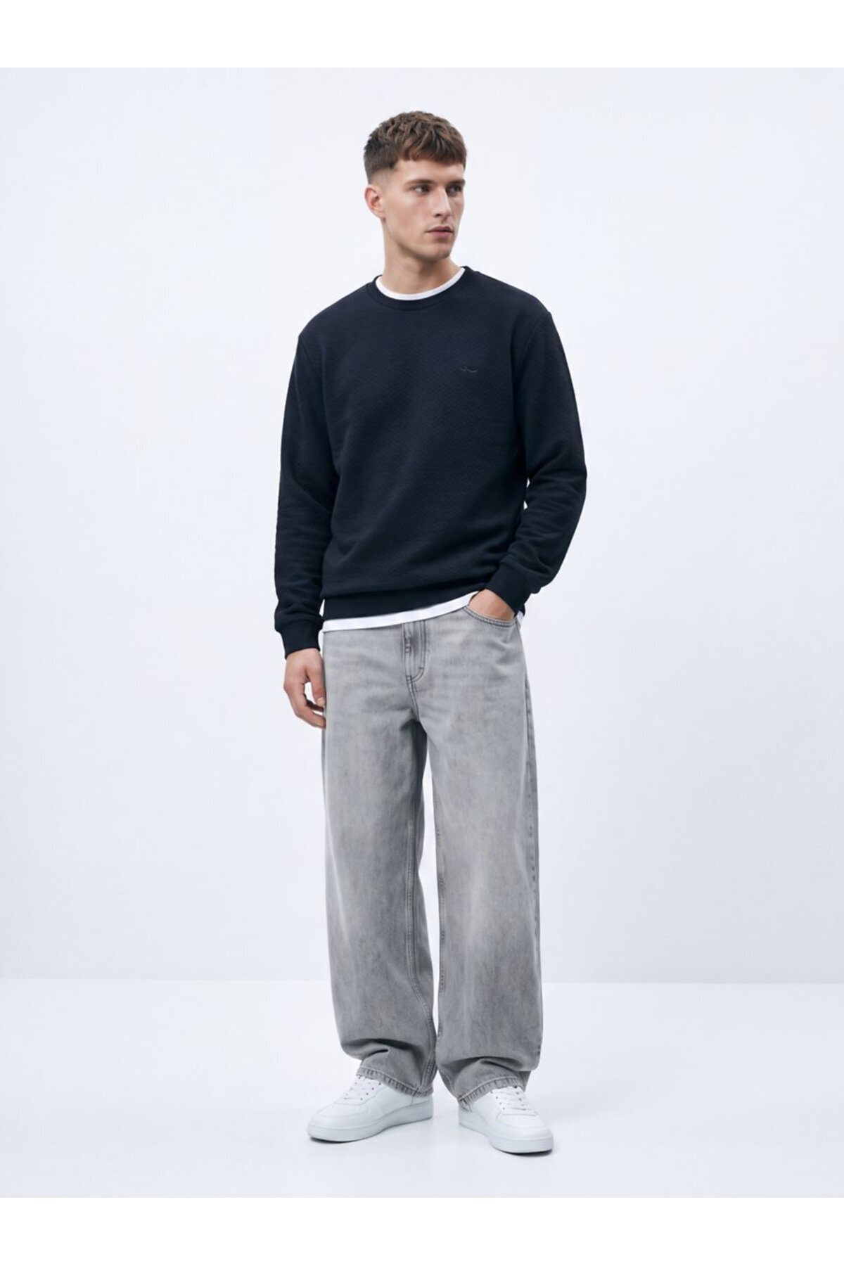 Ltb Regular Fit Basic Bisiklet Yaka Lacivert Sweatshırt