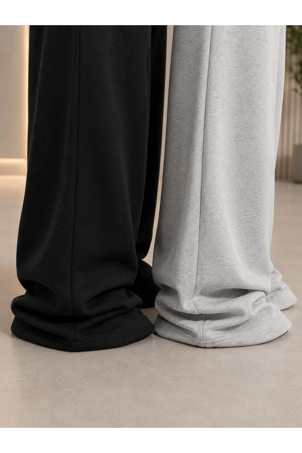 yx yustex sport 2 Adet Unisex (Siyah ve Gri) Eşofman Altı Bol Paça Oversize Salaş Modeldir görsel 4