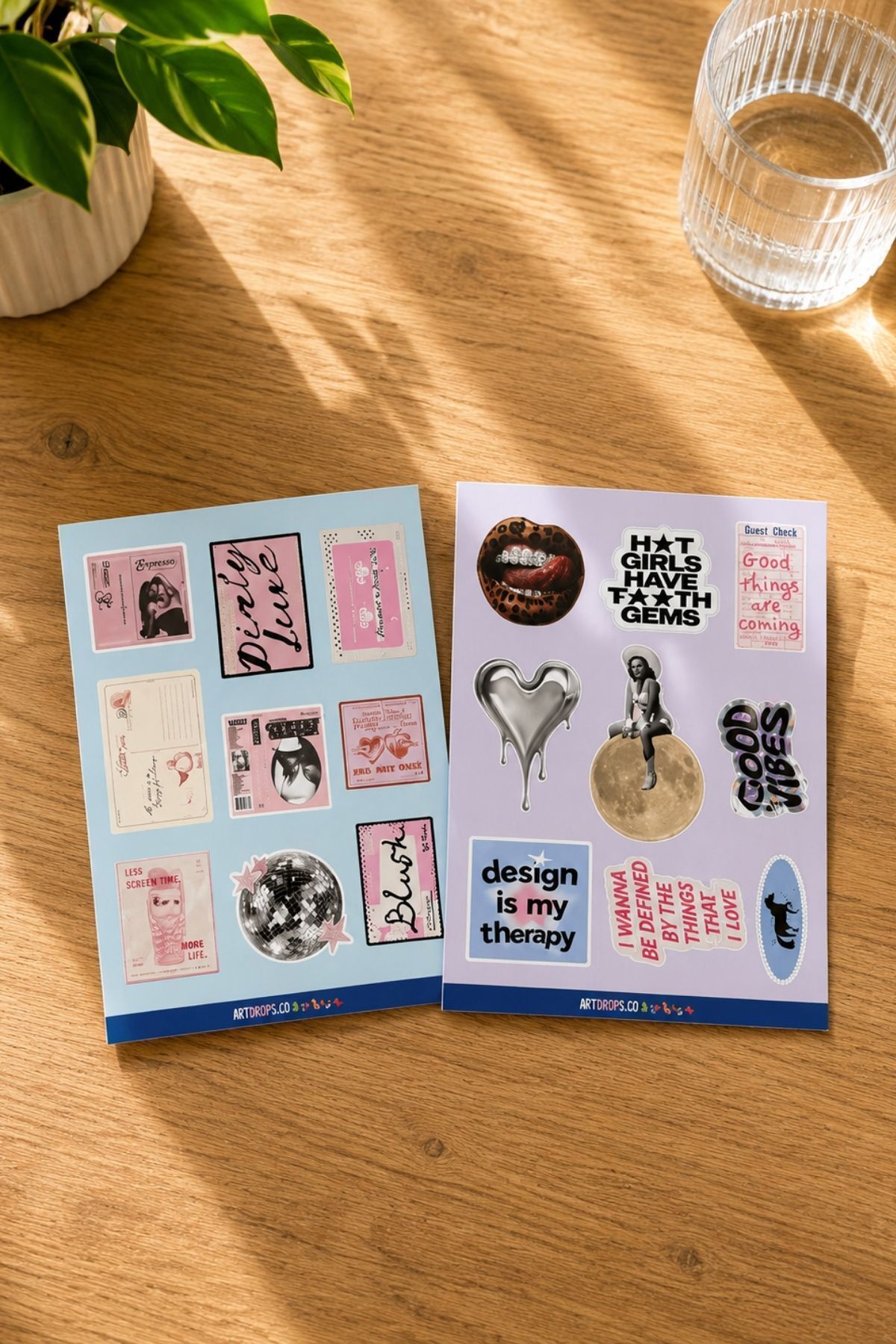 2’li Retro Sticker Seti – Pembe Girl Power Laptop, Defter ve Ajanda Stickerları