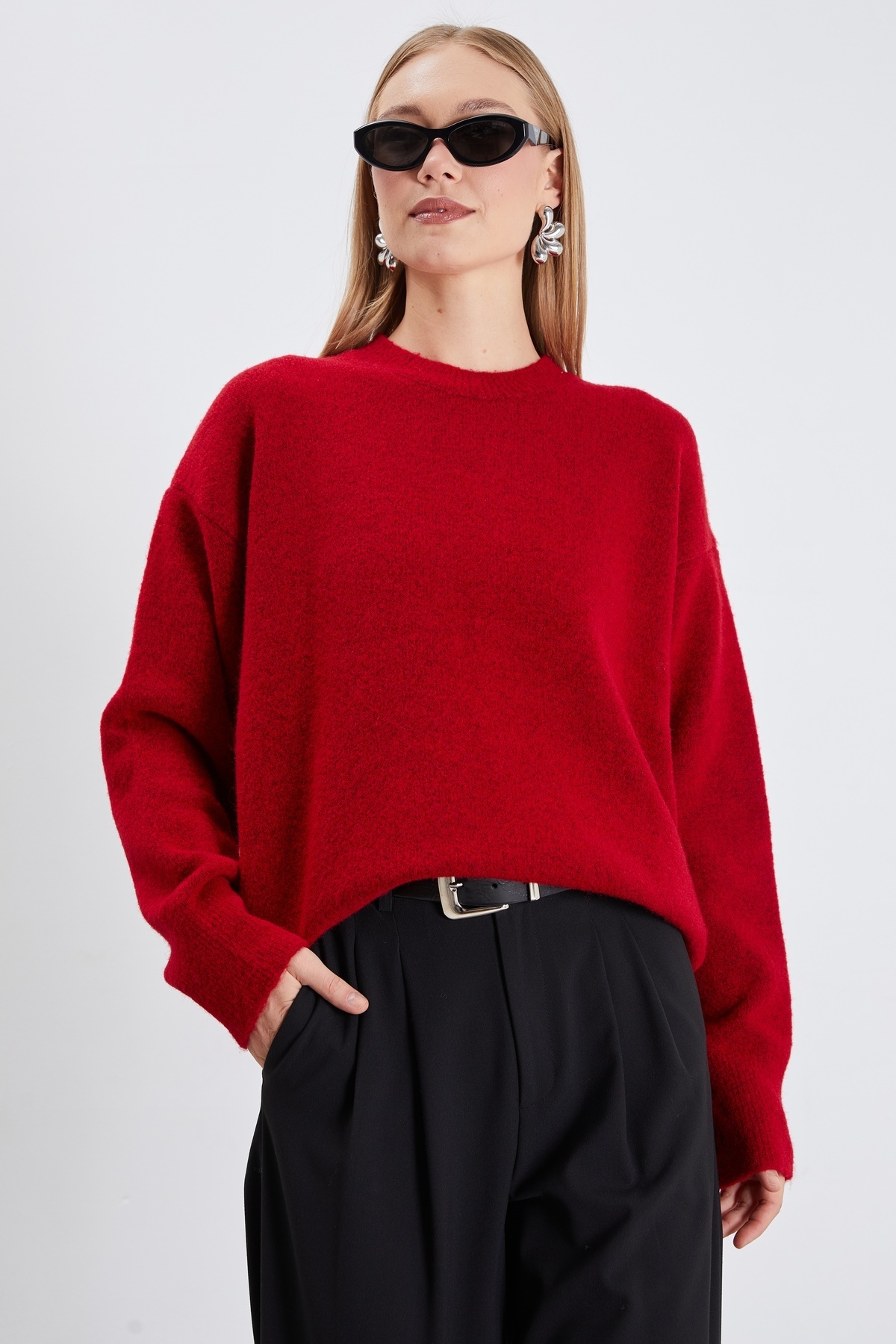 Fulla Moda Basic Bisiklet Yaka Triko Kazak görsel 3