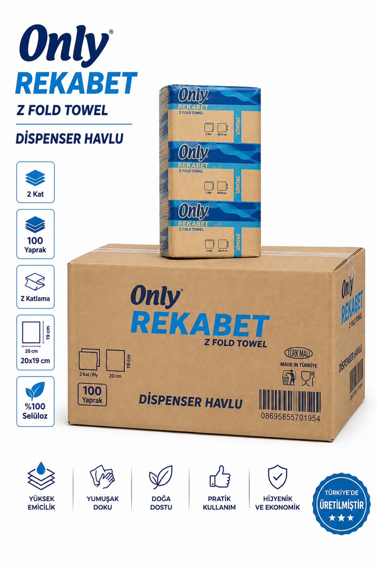 ONLY Rekabet Z Katlı Dispenser Kağıt Havlu 100'lü x12 Paket - Fiyatı