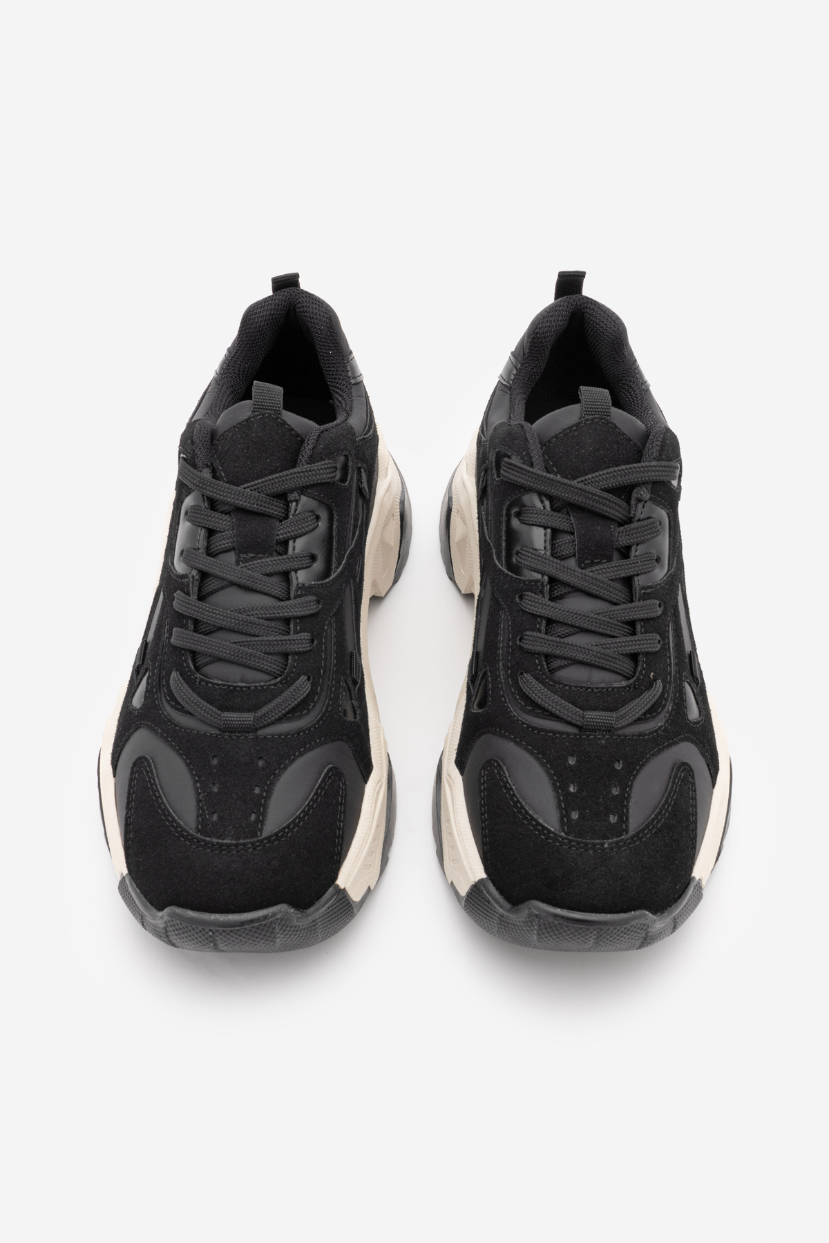 Marjin Kadın Sneaker Kalın Taban Bağcıklı Spor Ayakkabı Pizen Siyah görsel 6