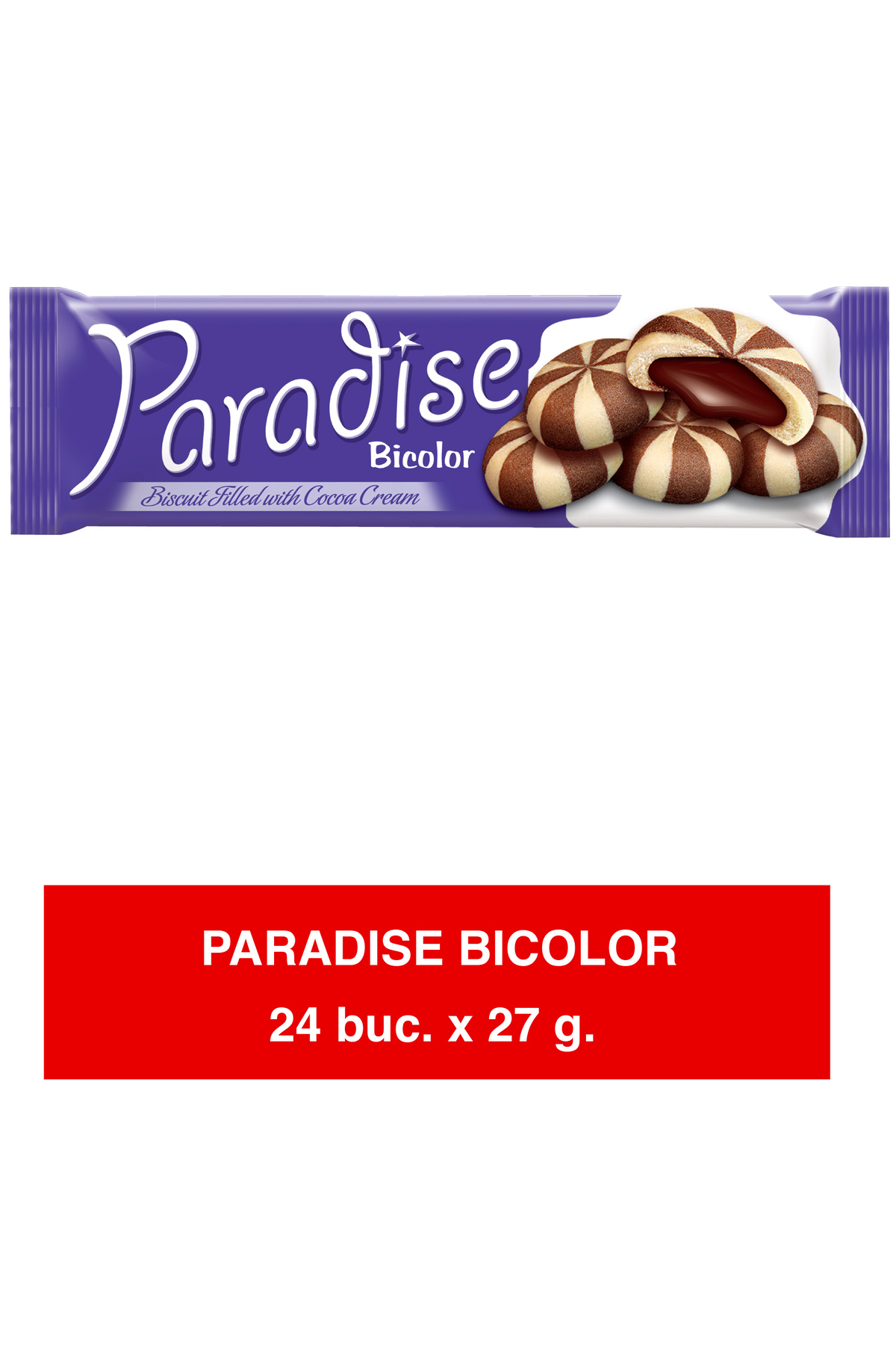 ŞİMŞEK Paradise Bicolor – Biscuit Filled with Cocoa Cream – 27g x 24