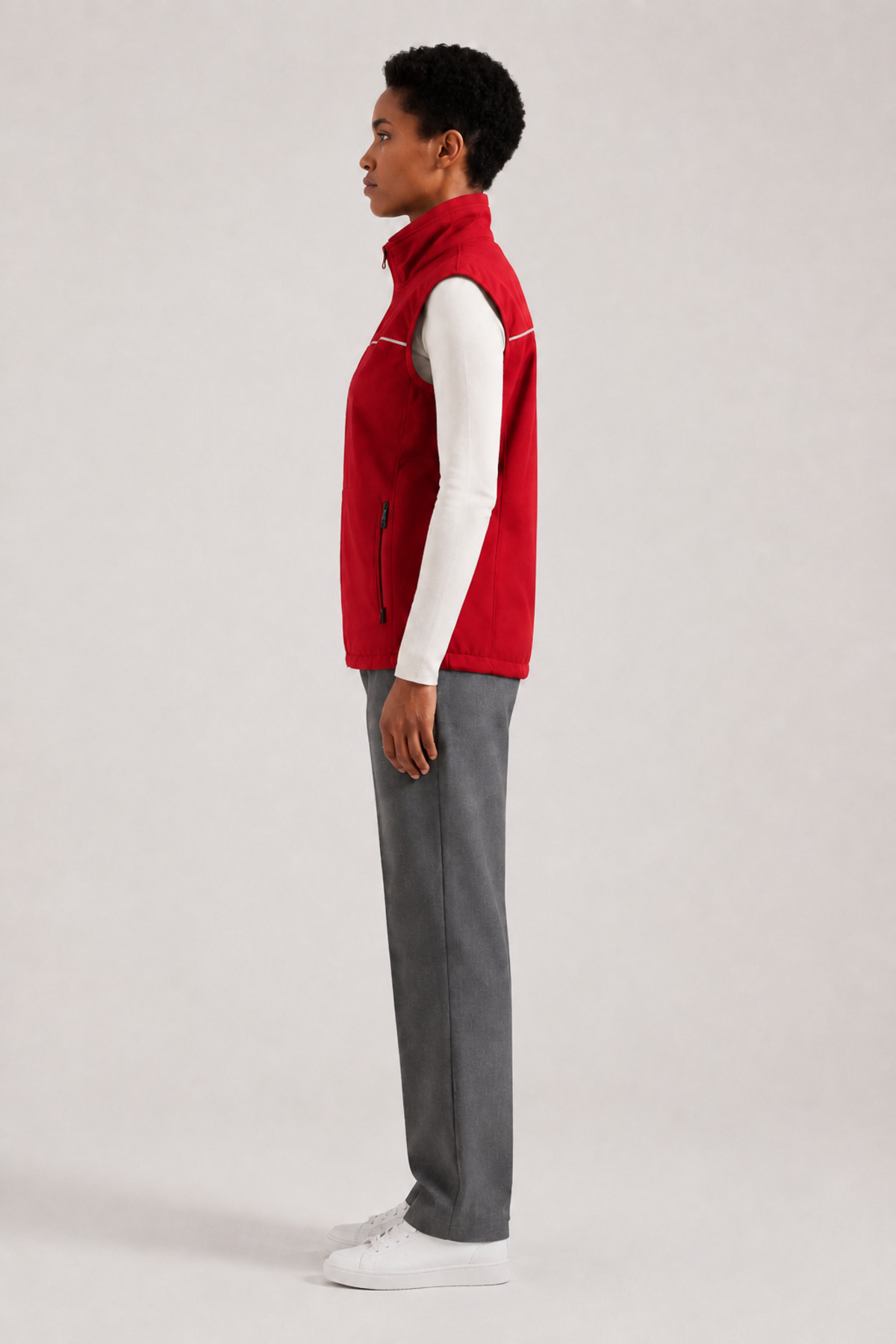 Su Geçirmez Reflektör Şeritli Unisex Kırmızı Softshell İş Yeleği Kırmızı · Fotoğraf 2
