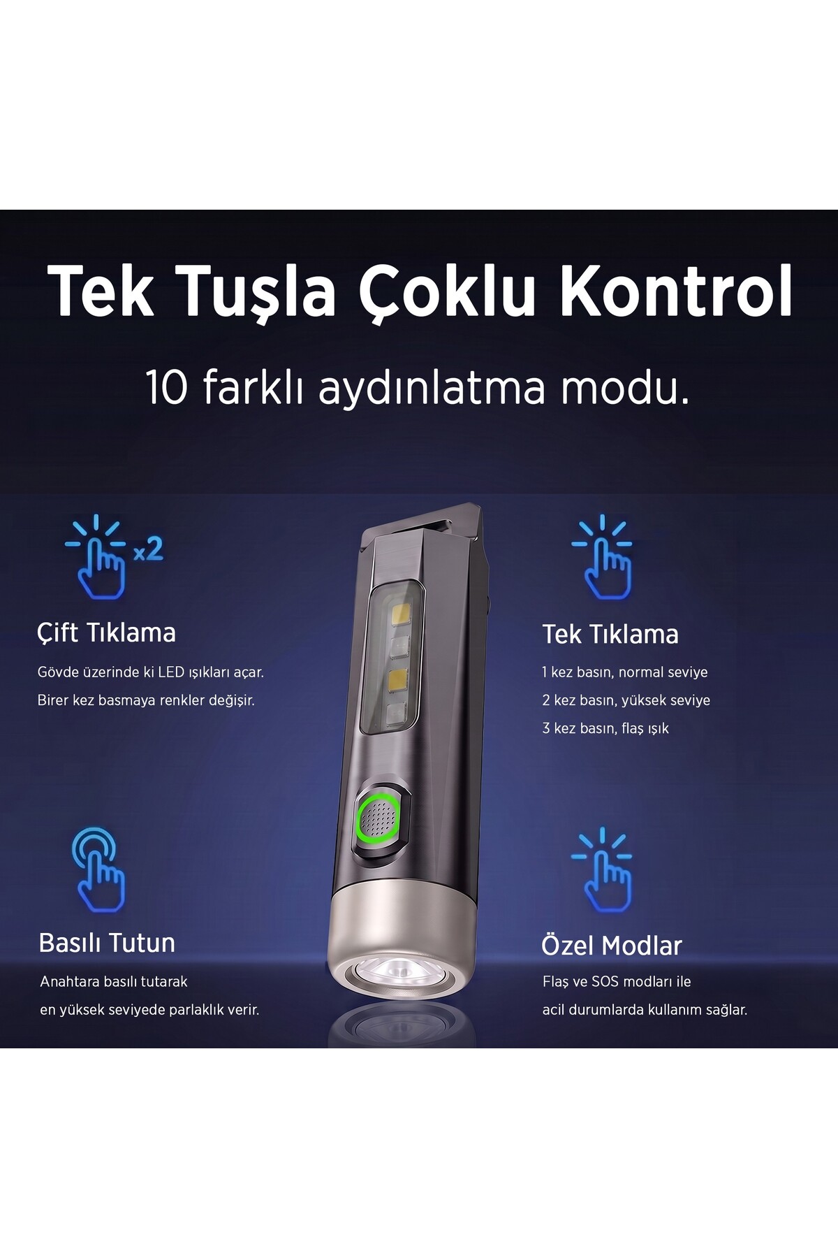 چراغ قوه مینی کمپ با نور UV و 10 حالت SFL1121 100 لومن