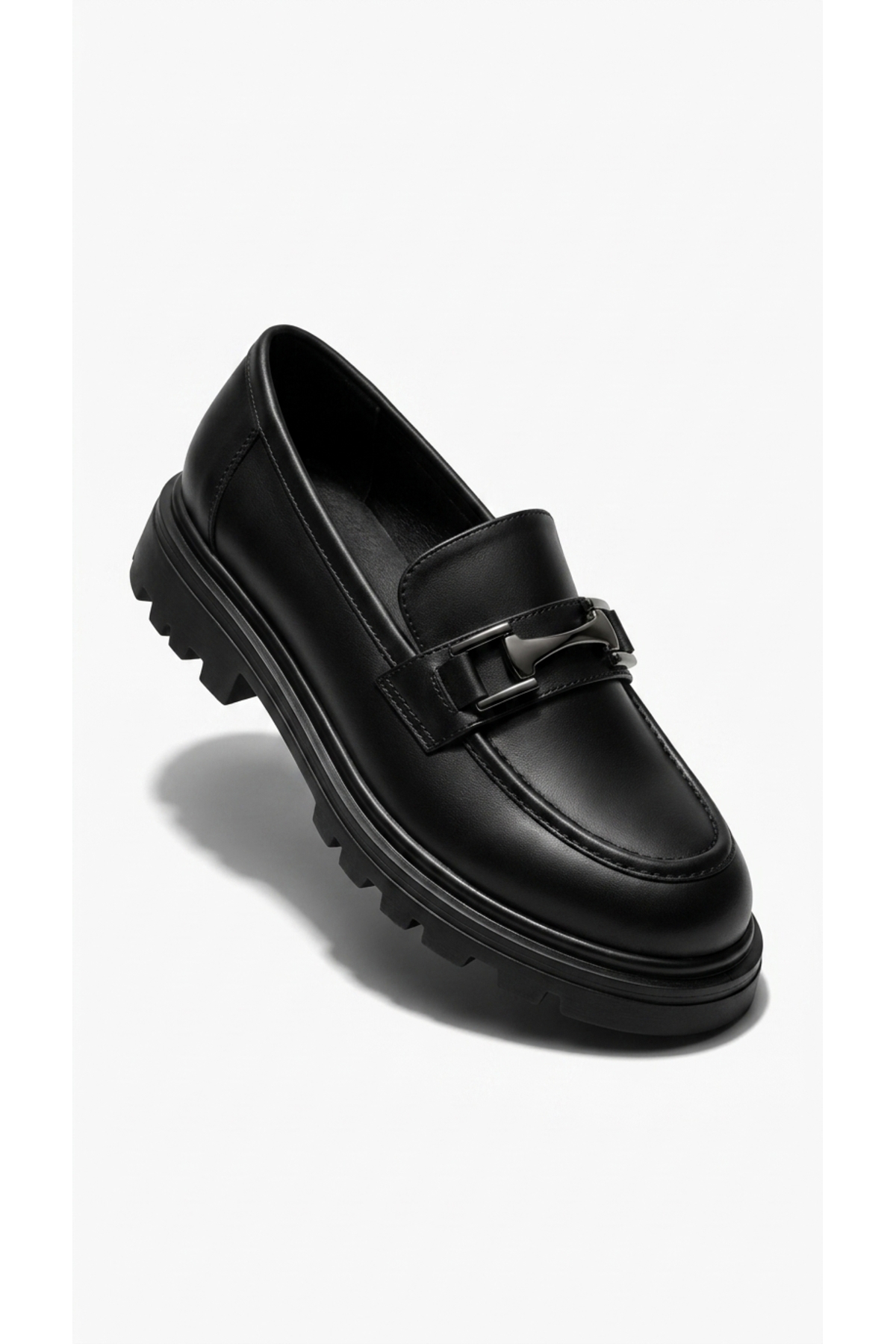 Eysha Kadın Loafer Ayakkabı Mat Deri Tokalı Kalın Taban Günlük Casual Makosen Rahat Şık görsel 8