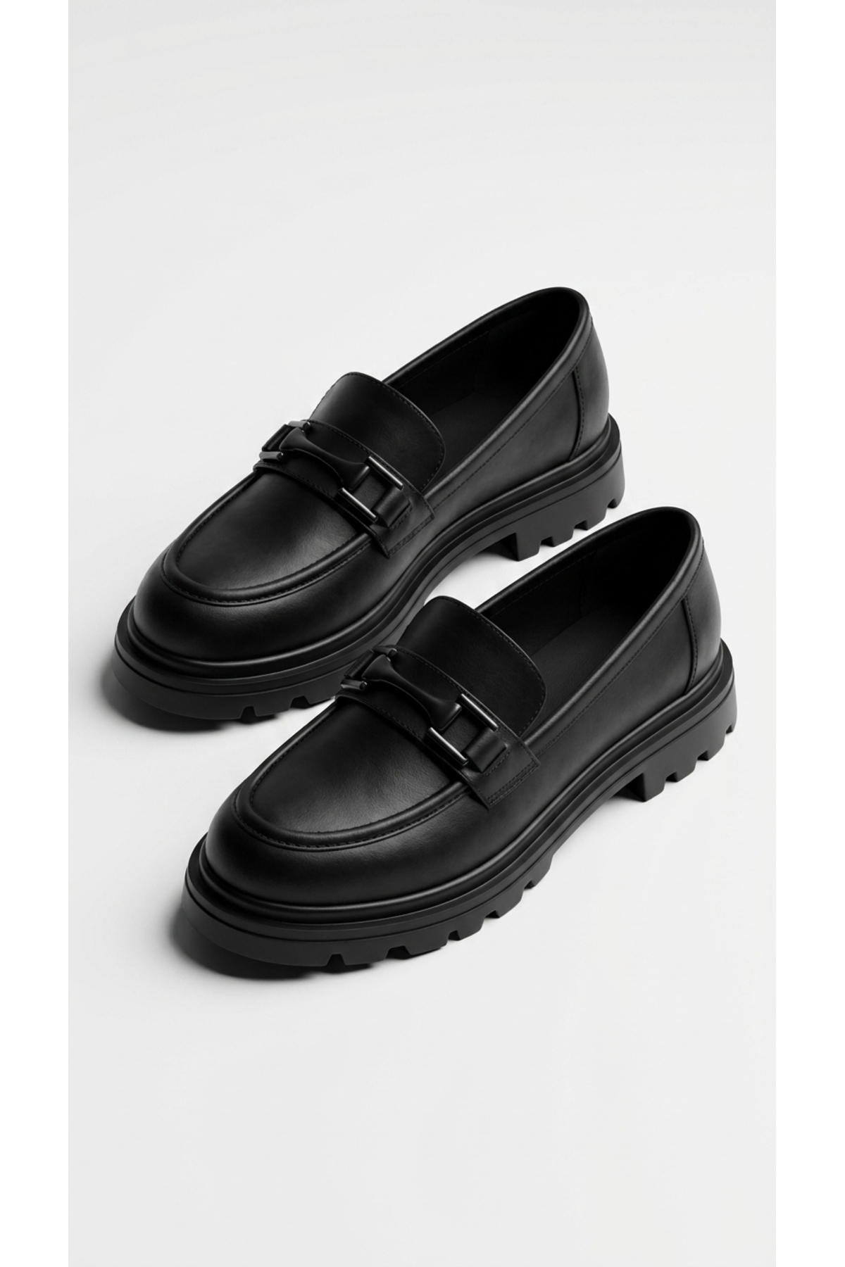 Eysha Kadın Loafer Ayakkabı Mat Deri Tokalı Kalın Taban Günlük Casual Makosen Rahat Şık görsel 2