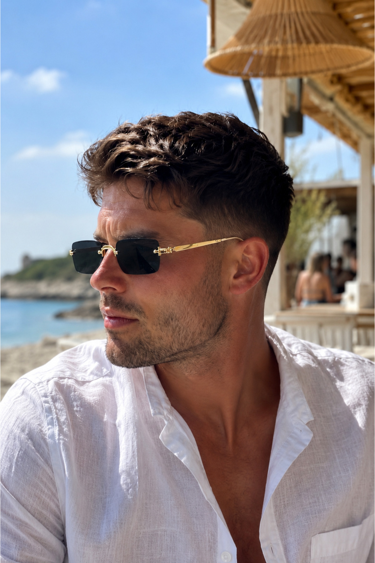 Goldmine ASAF Noir Gold Metal Kristal Cam Güneş Gözlüğü Yeni Sezon UV400 58 Ekartman | Kılıf ve Silme Bezi Hediyeli görsel 2