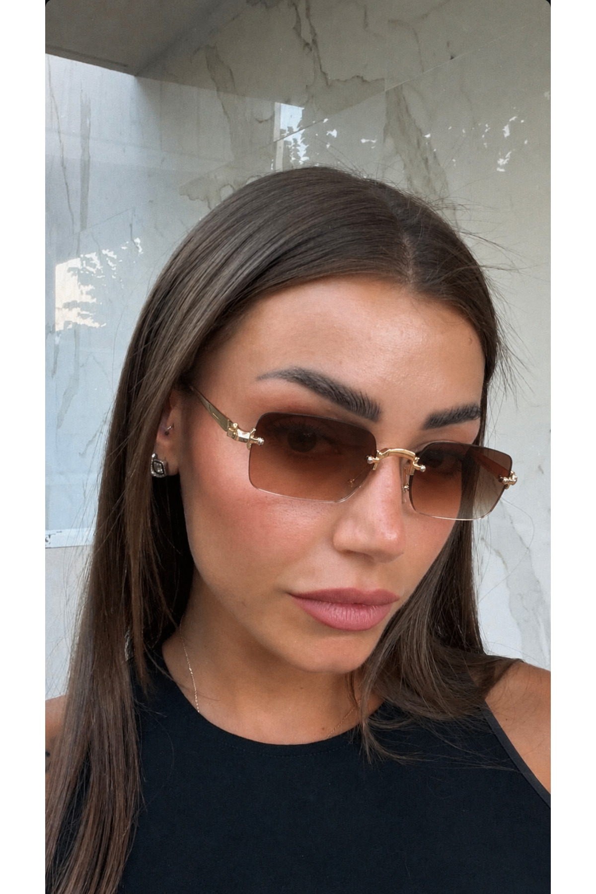 Goldmine ASAF Chocolate Metal Kristal Cam Güneş Gözlüğü Yeni Sezon UV400 58 Ekartman | Kılıf ve Silme Bezi Hediyeli görsel 3