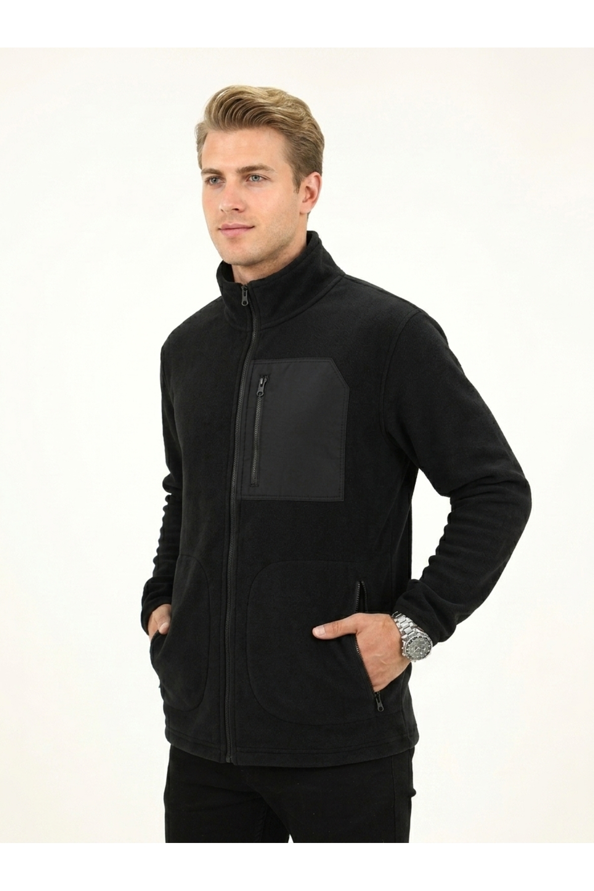 UĞURLU CLOTHING Erkek Fermuarlı 3 Cepli Polar Ceket Rahat Giyim