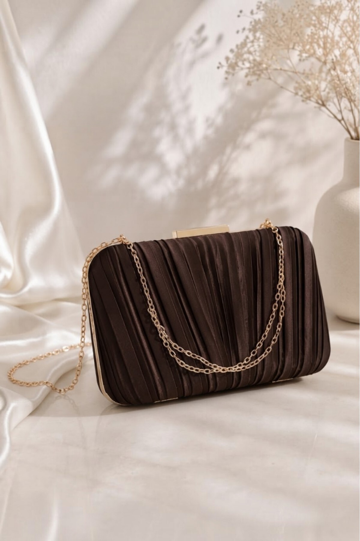 Famels Kadın Özel Model Pilse Desenli Abiye Çanta , Clutch Portföy El Gece Düğün Nişan Abiye Çantası görsel 2
