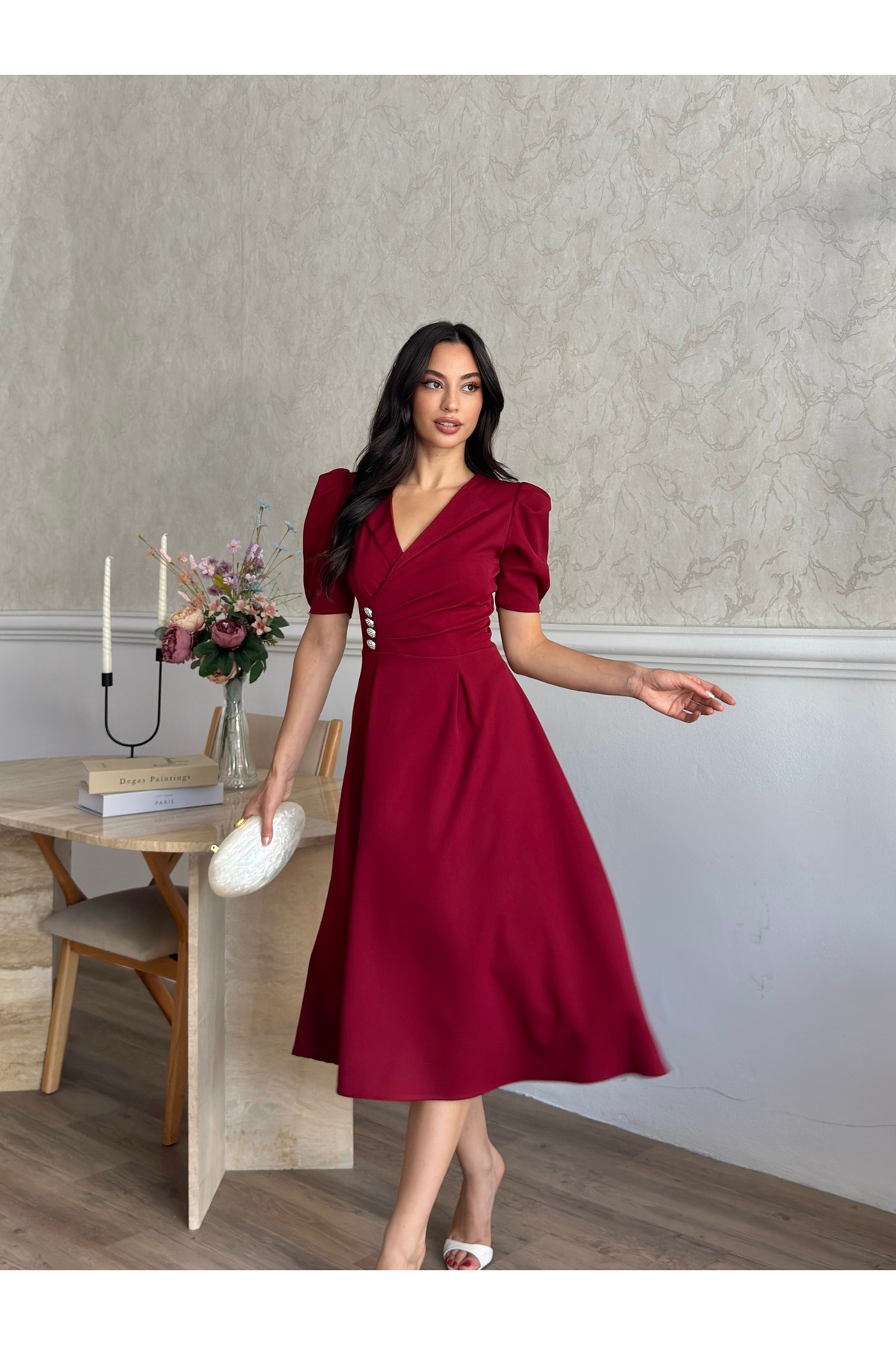 MODA DURAĞI Nona Kaliteli Midi Elbise Elbise görsel 2