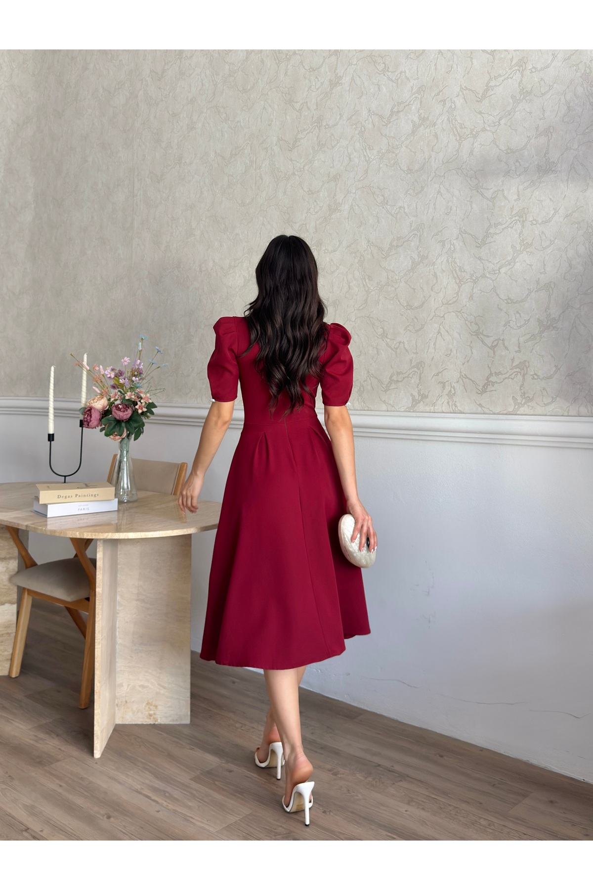 MODA DURAĞI Nona Kaliteli Midi Elbise Elbise görsel 6