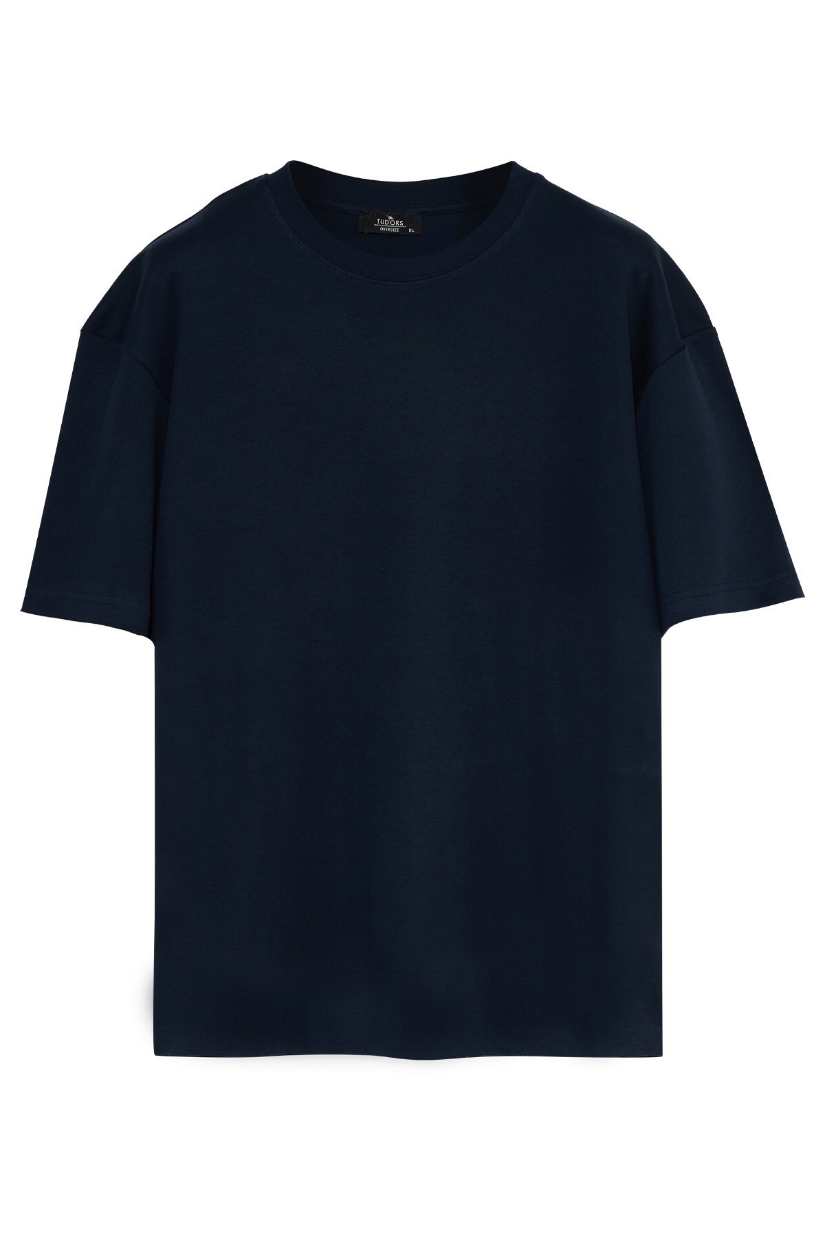 Tudors Unisex Oversize Geniş Kesim %100 Pamuk 3'lü Paket Lacivert-Beyaz-Bordo Bisiklet Yaka Tişört görsel 3