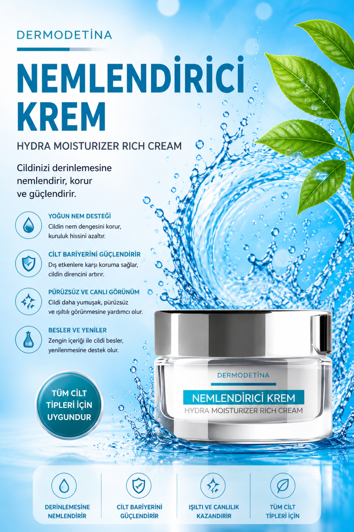 Hydra Rich Cream – Nemlendirici ve Besleyici Yüz Bakım Kremi 50 ml — RİC656565 — تصویر 3 از 3