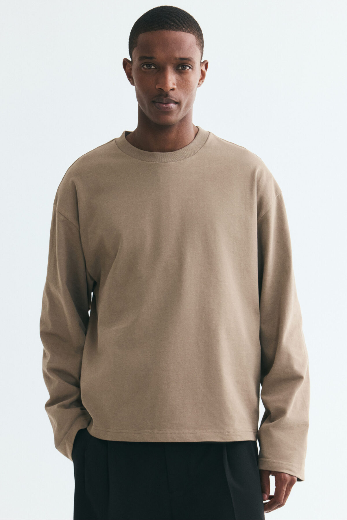 تاپ آستین بلند جرسی سایز بزرگ اچ اند ام تی شرت H&M